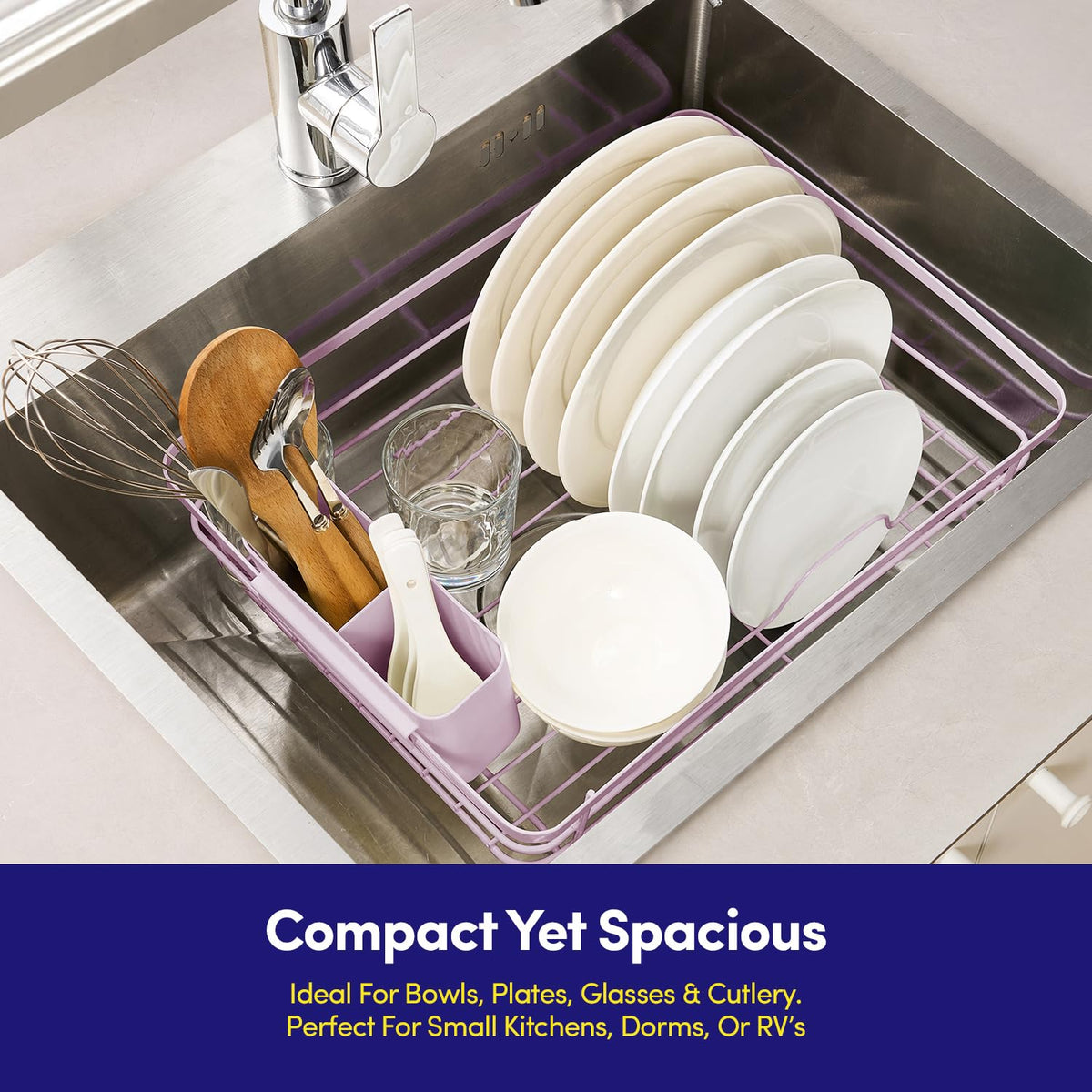Dish Drying Rack 3 Piece Dish Drainer with Drainboard Set for Kitchen Counter
