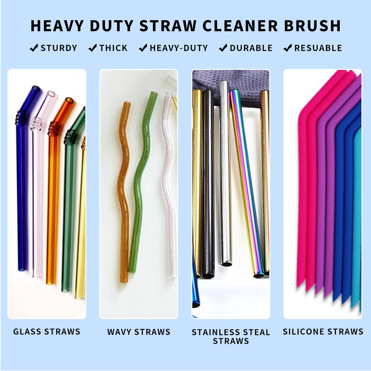 Extra Long 10 Inch Straw Cleaner Brush (5 Count)