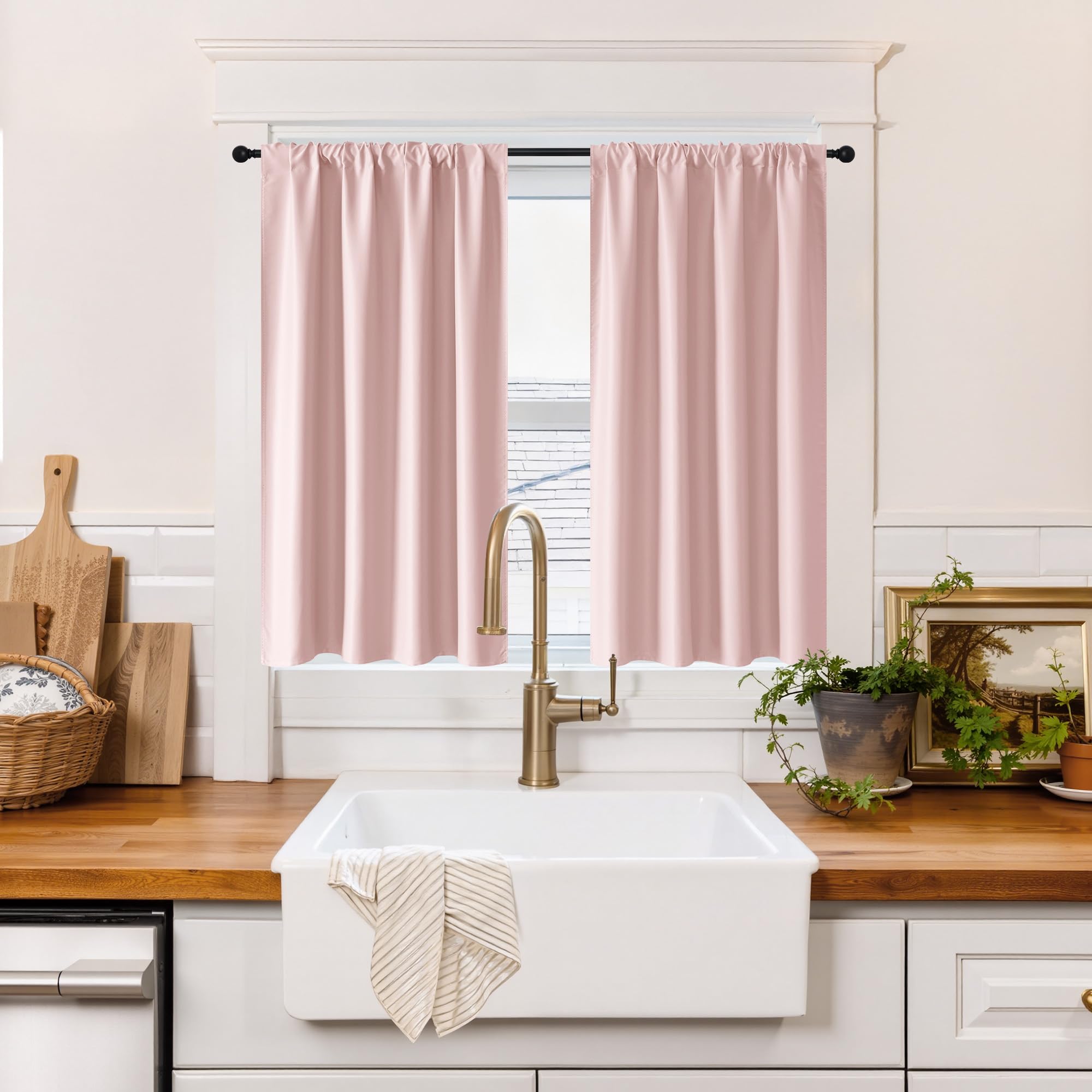 100% Blackout Short Curtains for Small Window (2 Count)