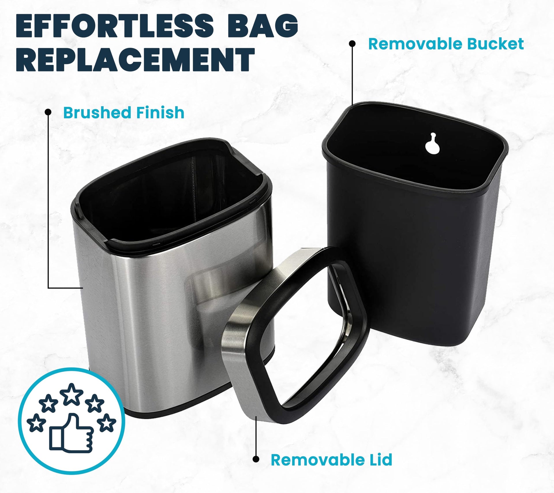 Stainless Steel Open Top Trash Can 5 Gallon
