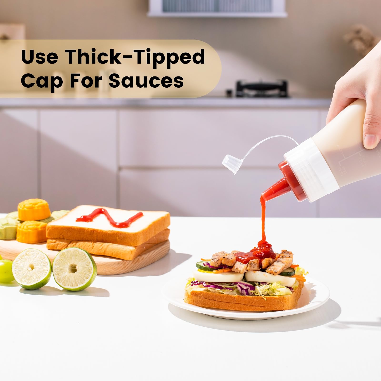 16 oz Silicone Squeeze Bottles for Sauces & Oil (4 Count)