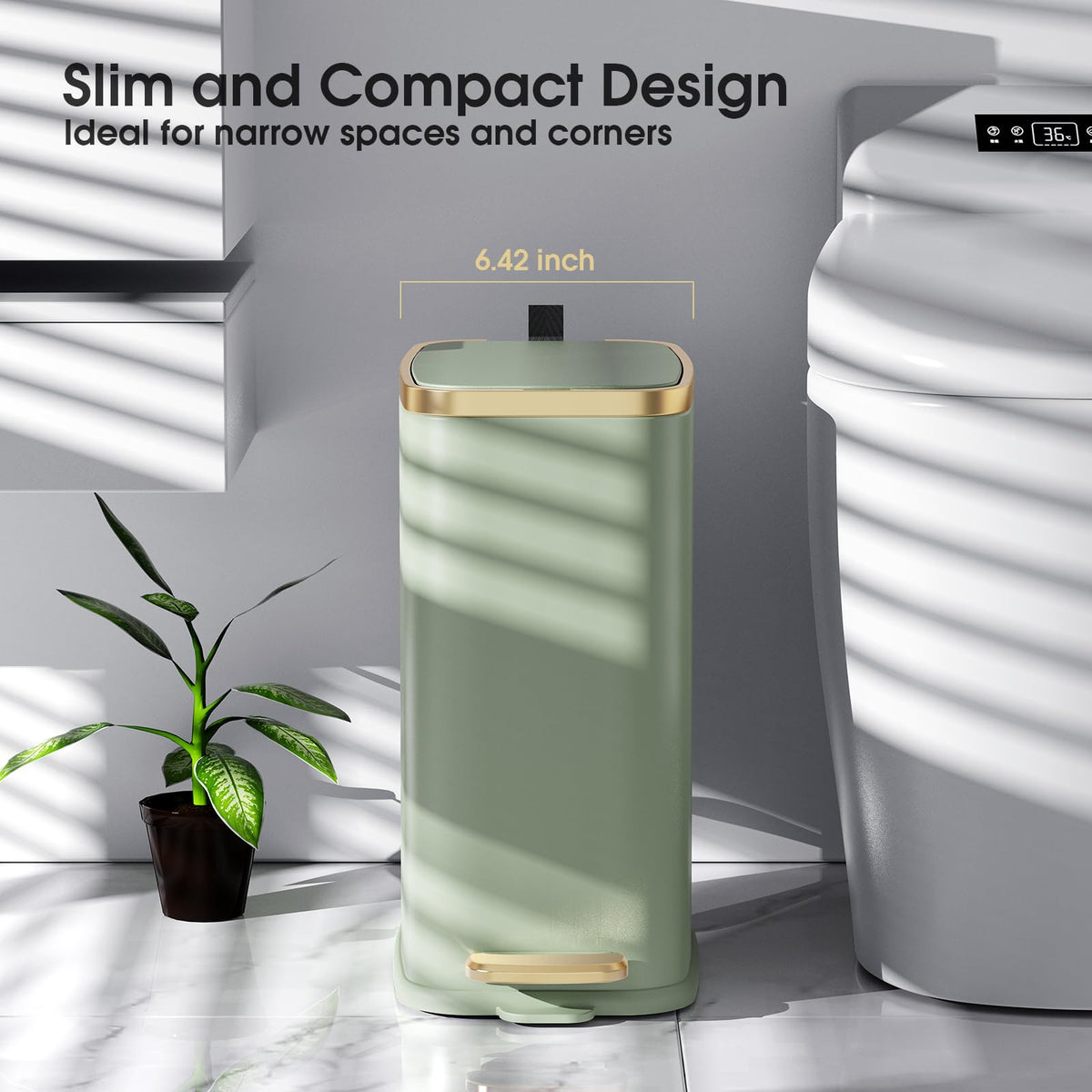 Small Bathroom Trash Can with Lid Soft Close
