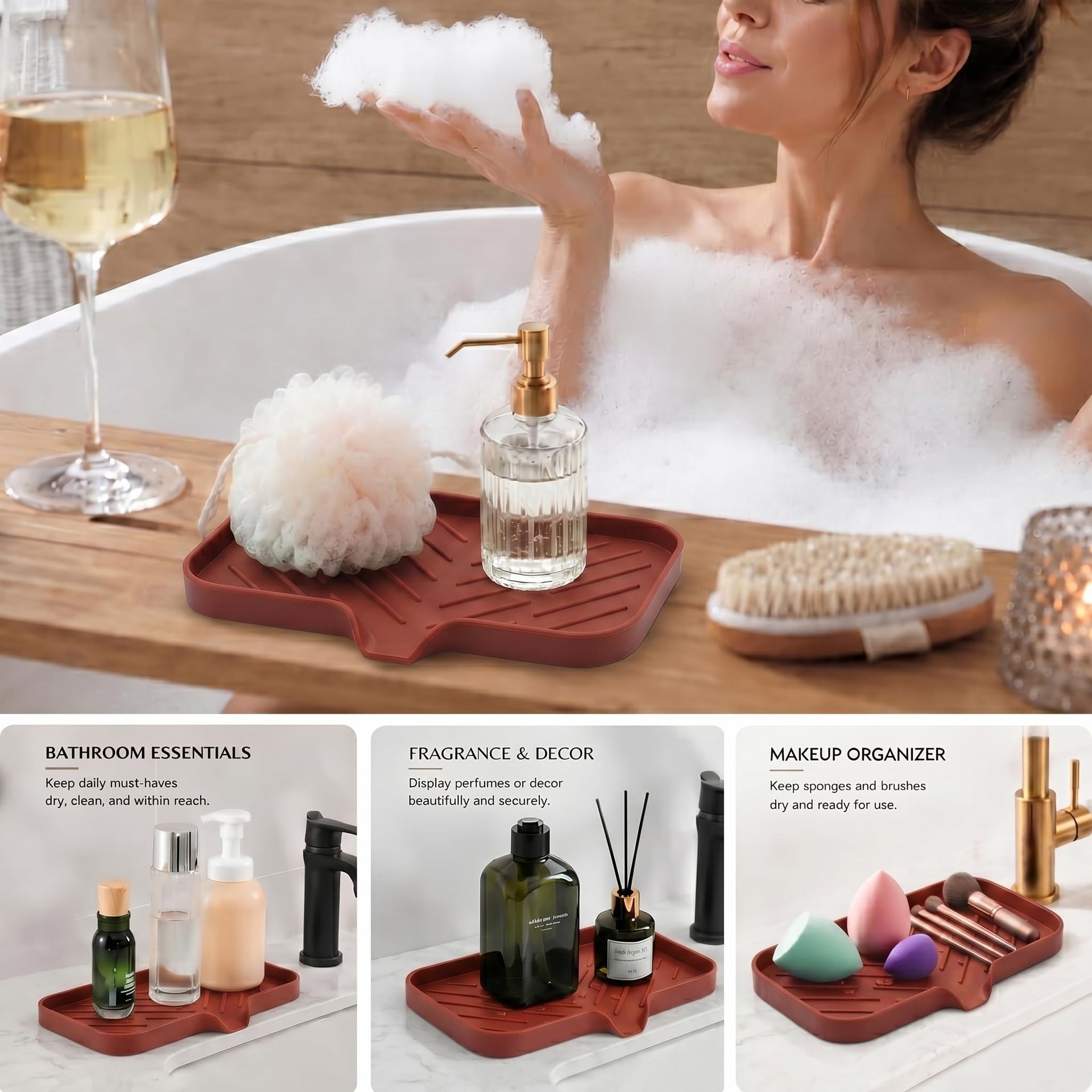 Silicone Soap Dish with Drain Spout