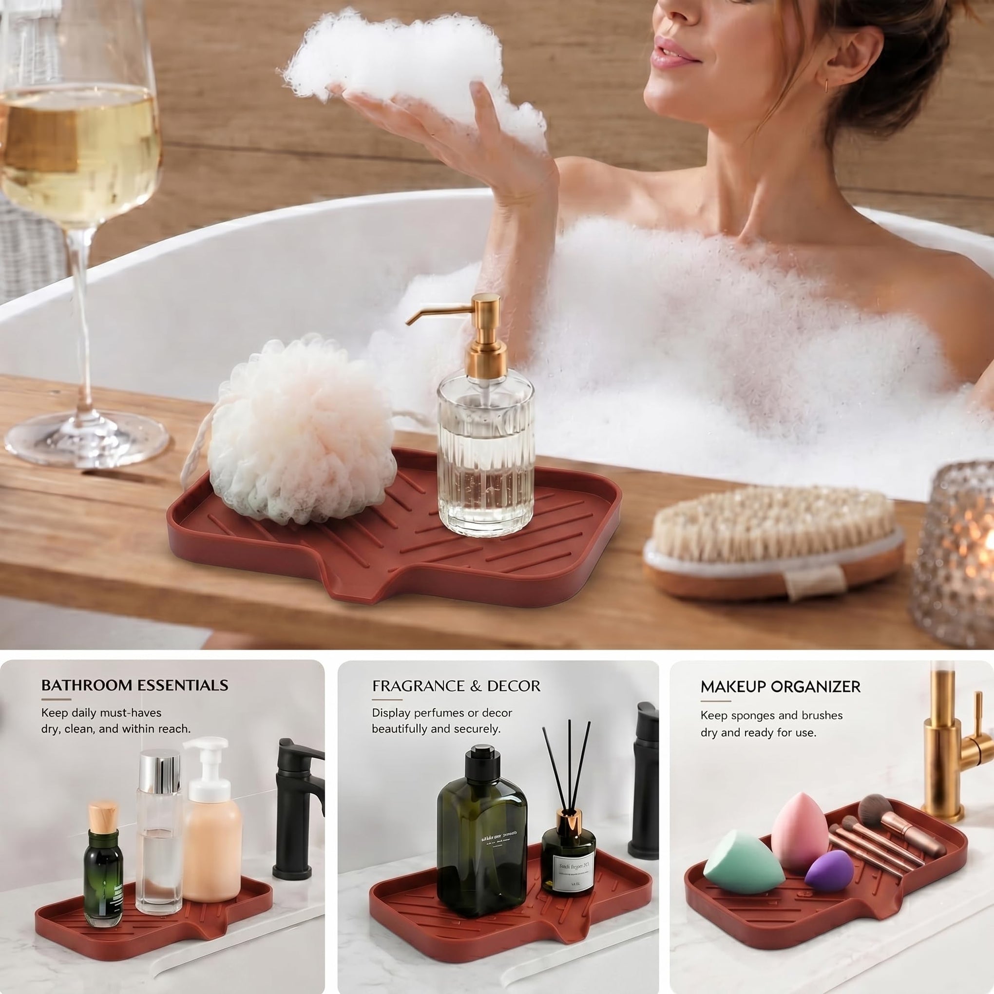Silicone Soap Dish with Drain Spout
