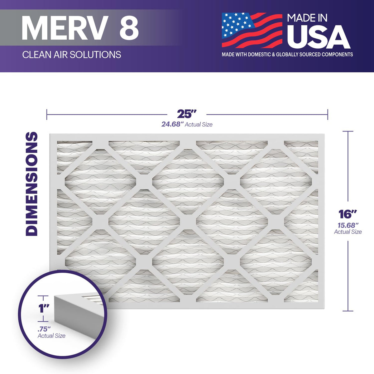 TruFilter 16x25x1 Air Filter MERV 8 (12 Count)