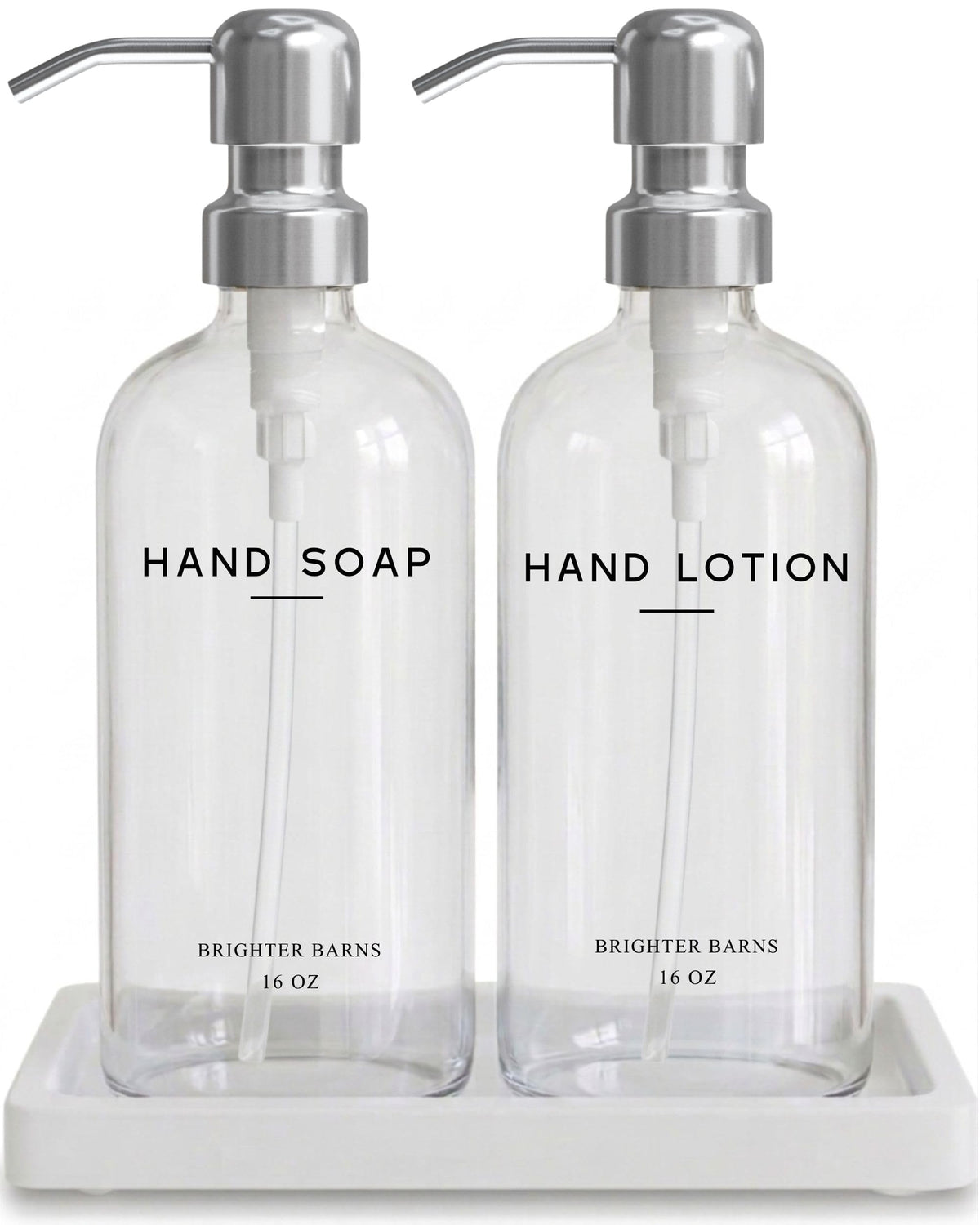 Glass Soap and Lotion Dispenser Set with Tray Set by Brighter Barns