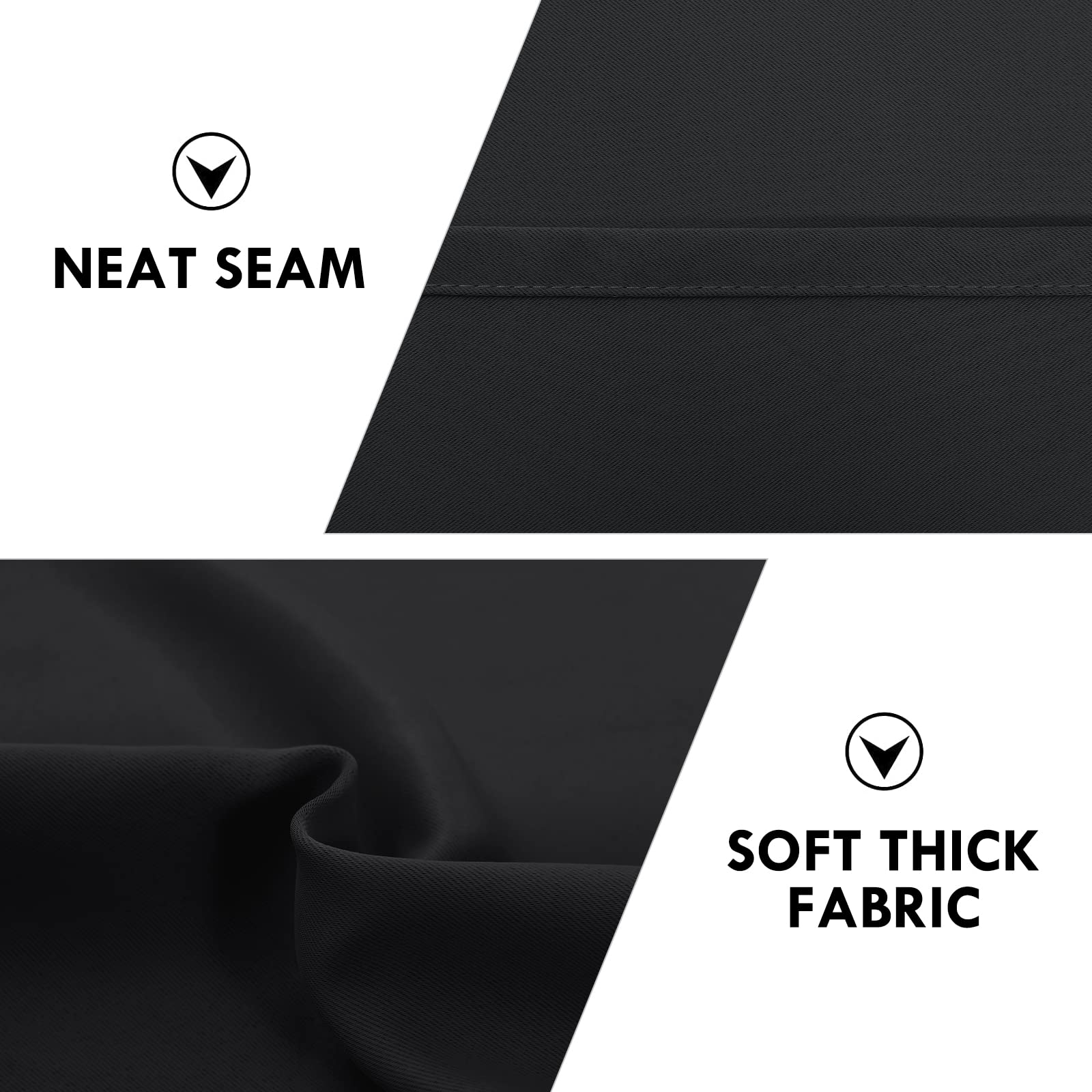 Blackout Curtains for Bedroom Living Room 38 x 63 Inch Long Black