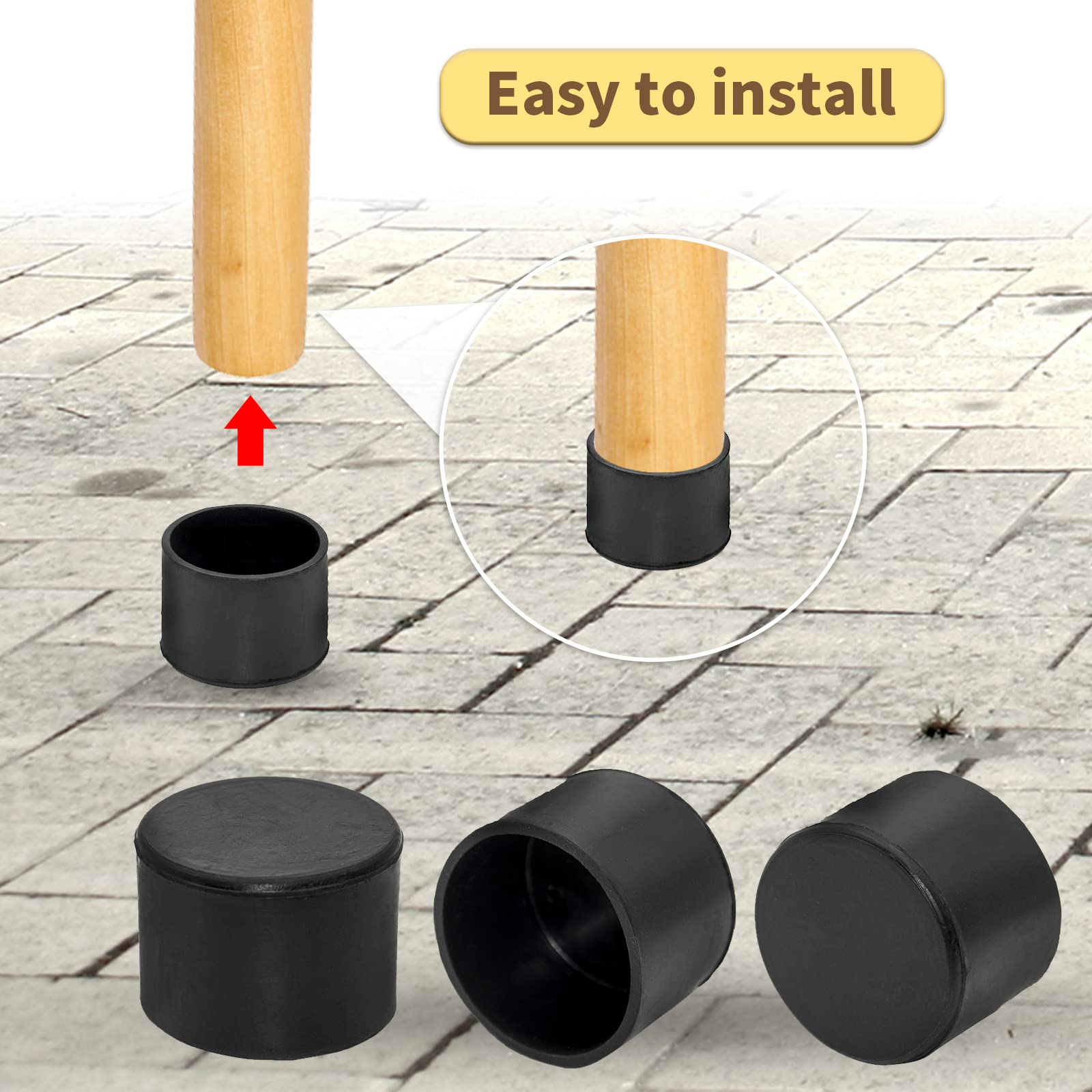 4 Pieces 45mm Rubber Chair Leg Caps Round (4 Count)