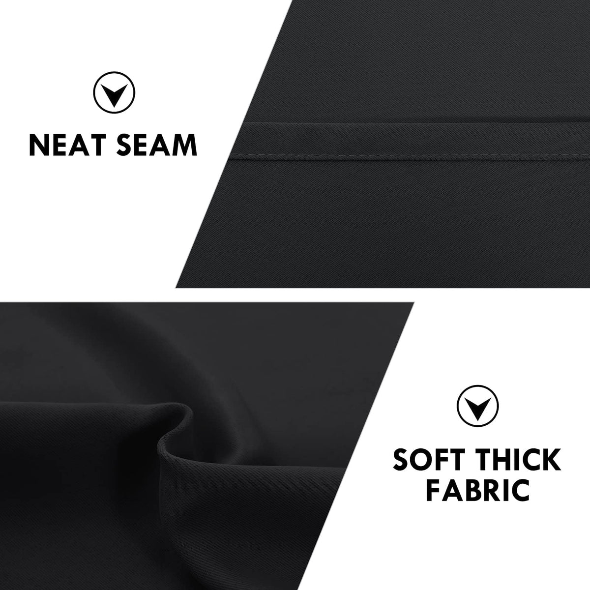 Short Blackout Curtains 52 x 36 Inch Long for Kitchen RV Bunk Black (2 Count)