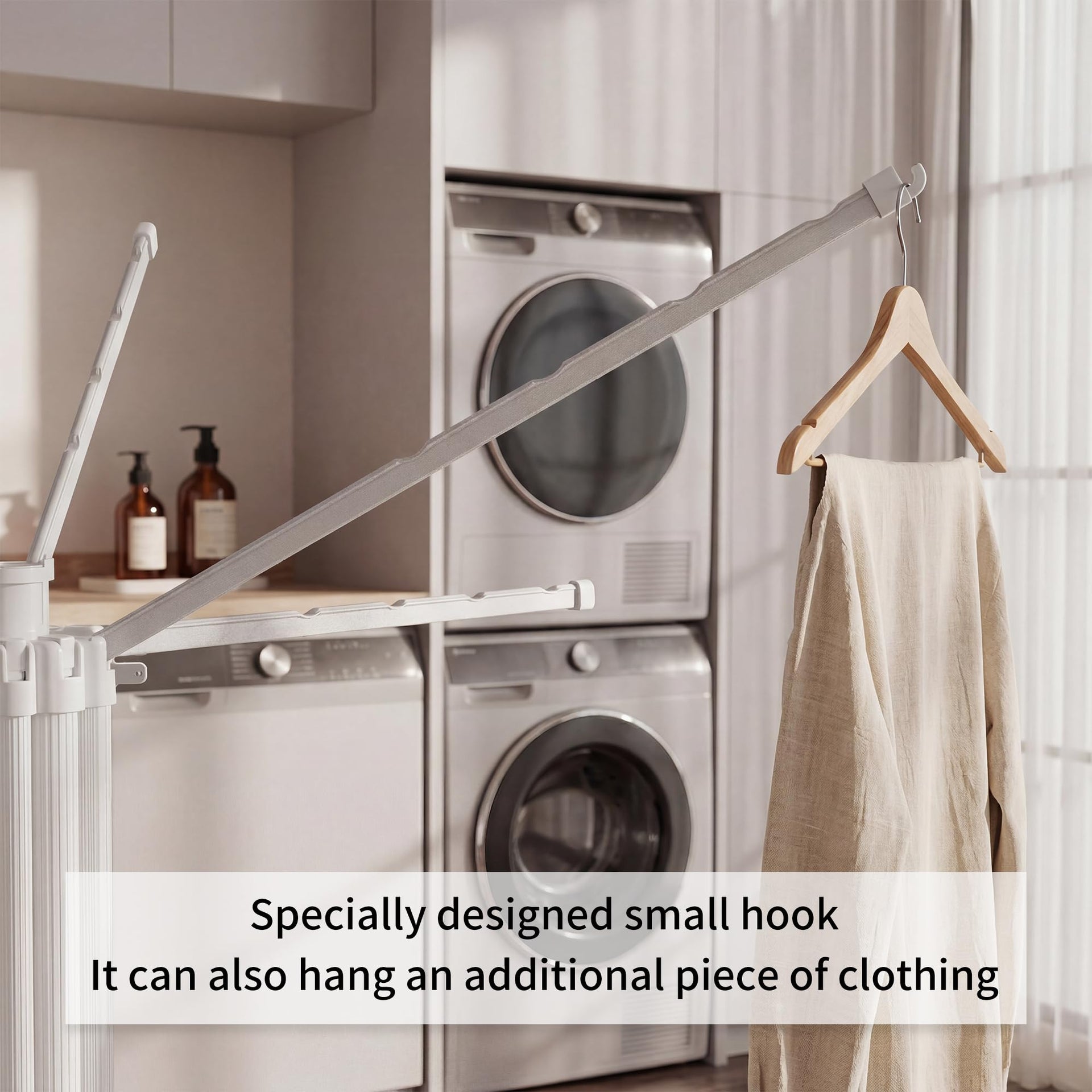 Foldable Clothes Drying Rack with Aluminum 4Legs 16Rods Single Layer