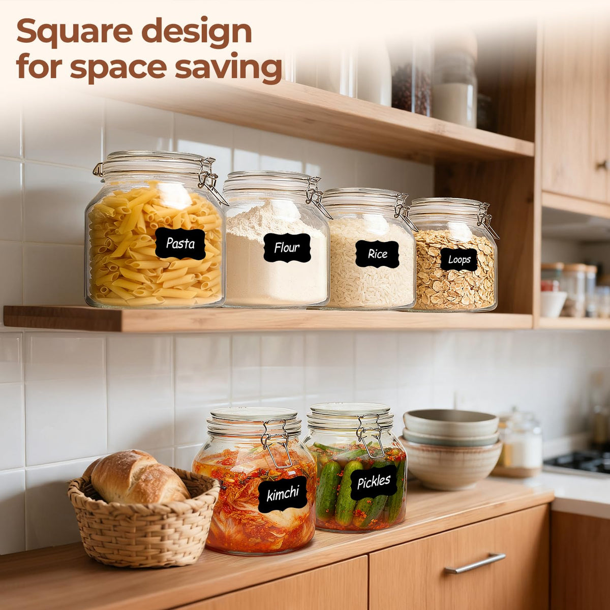 Large Glass Pantry Jars with Airtight Lids 74 oz 2 Pack Wide Mouth (2 Count)