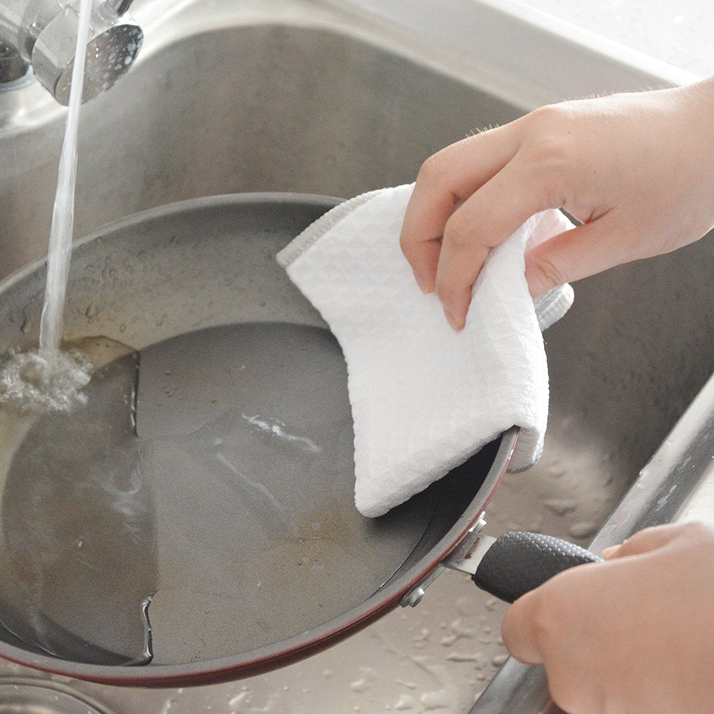 Waffle Microfiber Dish Cloths White Kitchen Towels (6 Count)