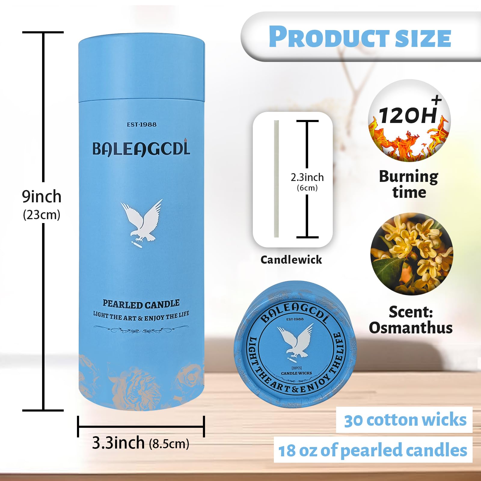 Osmanthus Scented Pumpkin Pearled Candle 18oz Luxury Sand Candle Granulated Wax (18 Ounce)