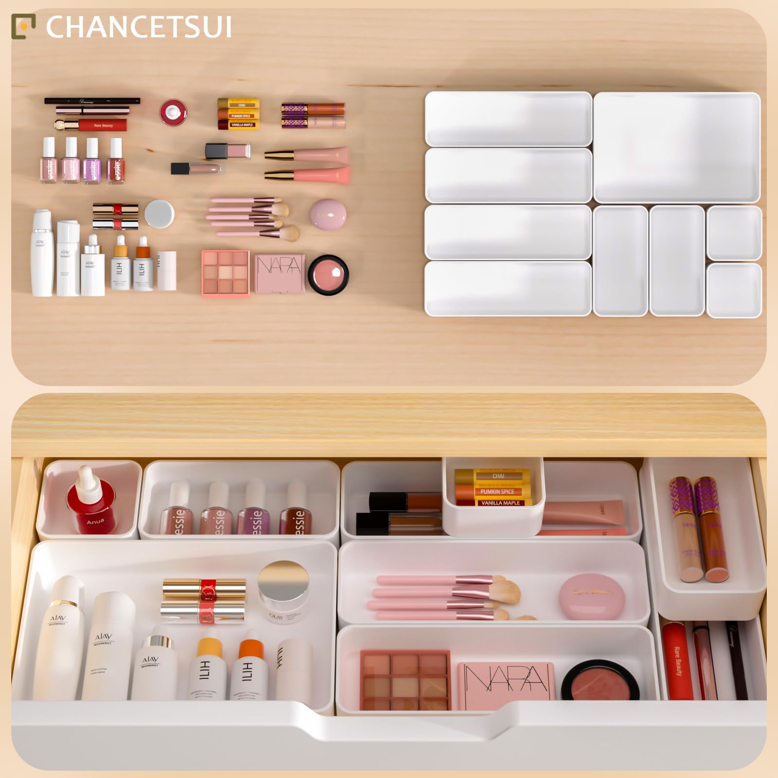 White Desk Drawer Organizer Trays (2.1899 Ounce)