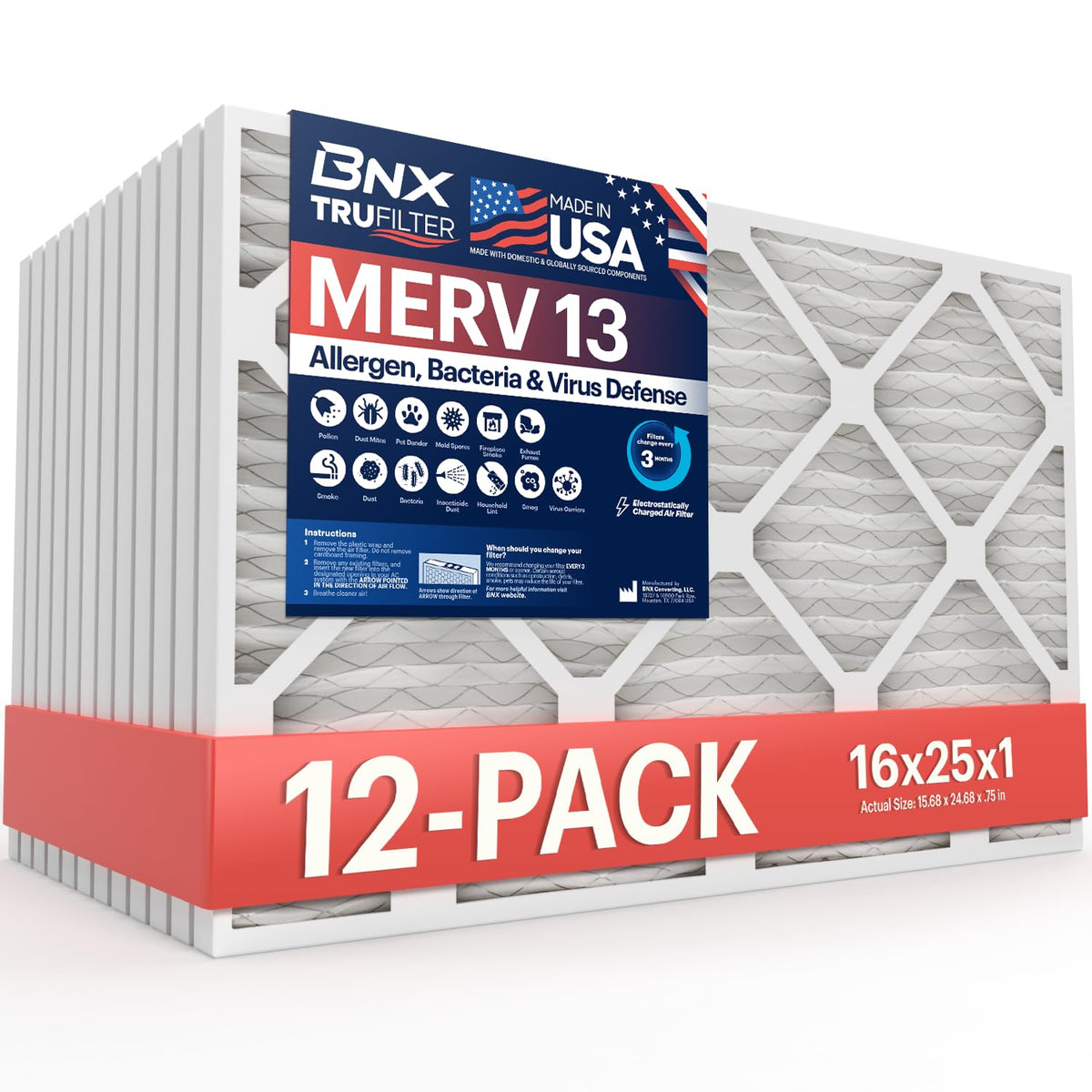 TruFilter 16x25x1 MERV 13 (12 Count)