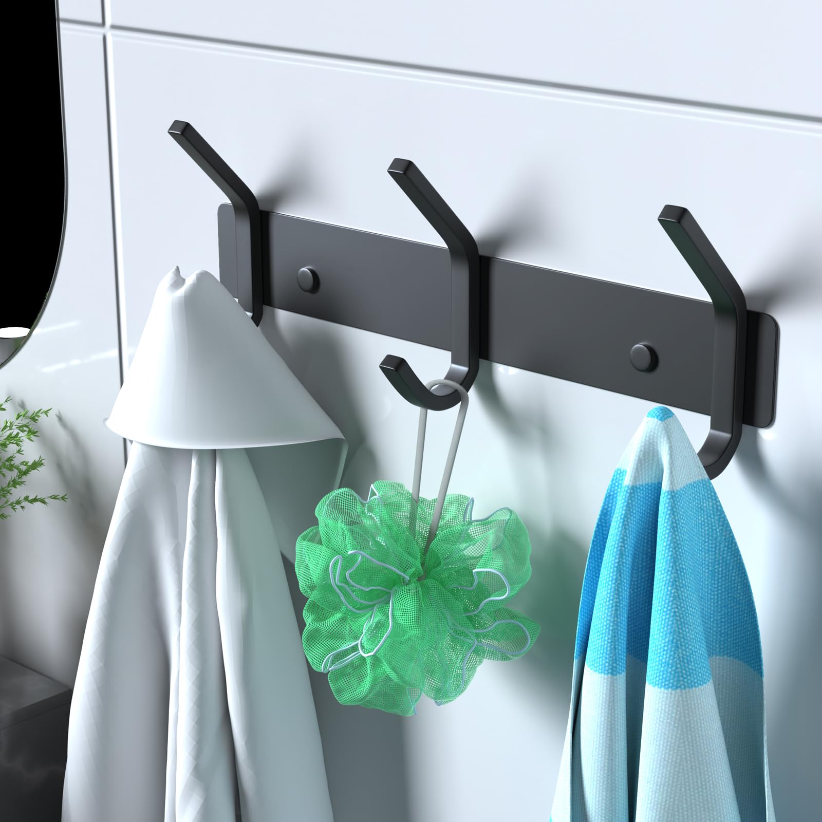 Coat Hooks Wall Hook for Hanging Clothes Robes Towels Hats Heavy Duty Coat Hanger Coat Rack Wall Mount with 3 Hooks