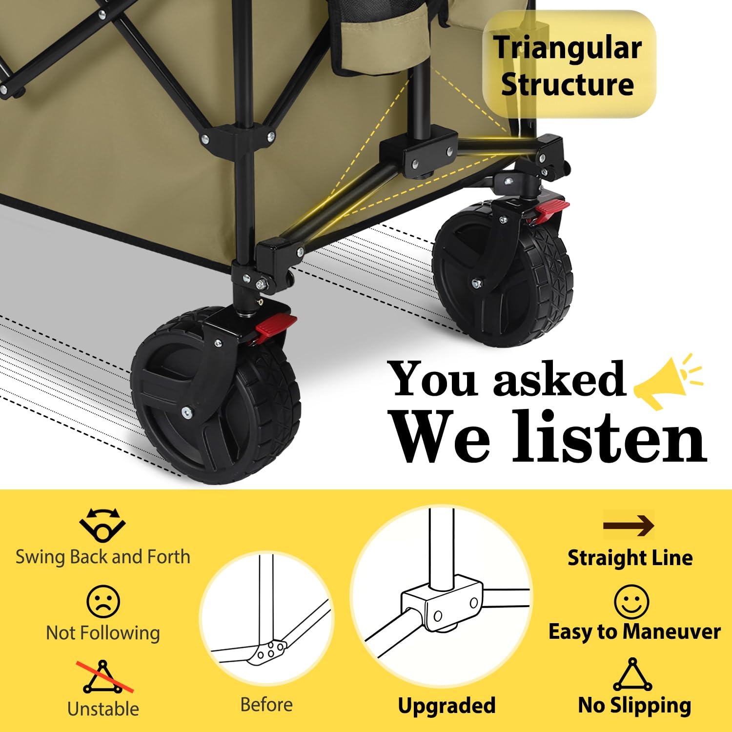 48''L Collapsible Foldable Extended Wagon with 660lbs Weight Capacity