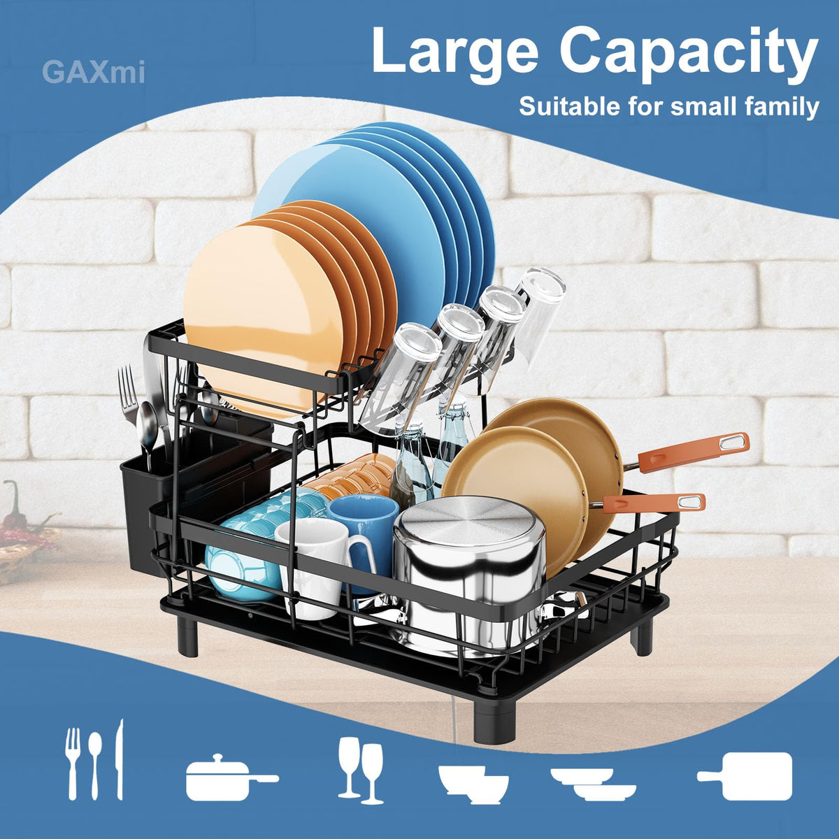 Dish Drying Rack with Drainboard for Kitchen Countertop 2