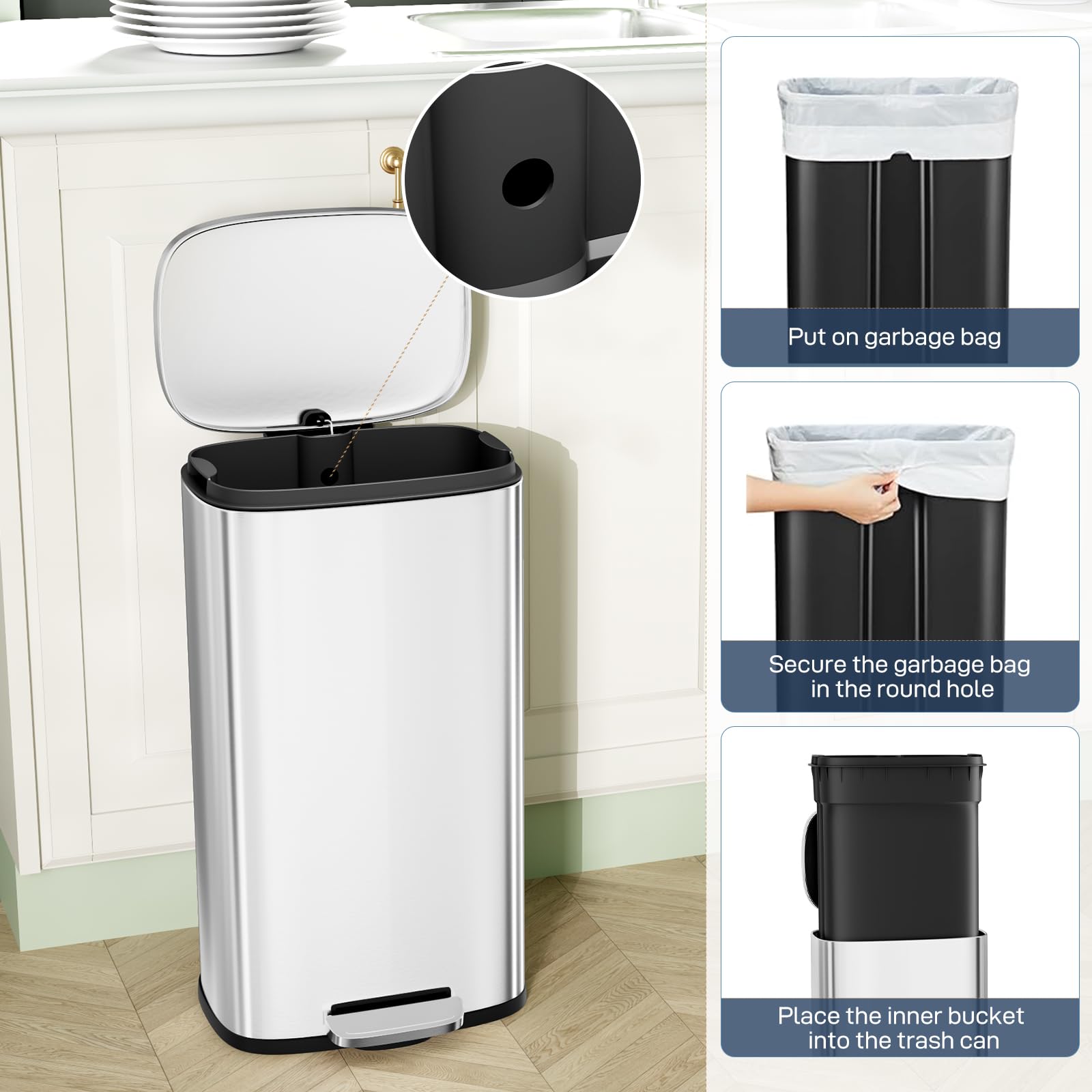 13.2 Gal Step Kitchen Trash Can