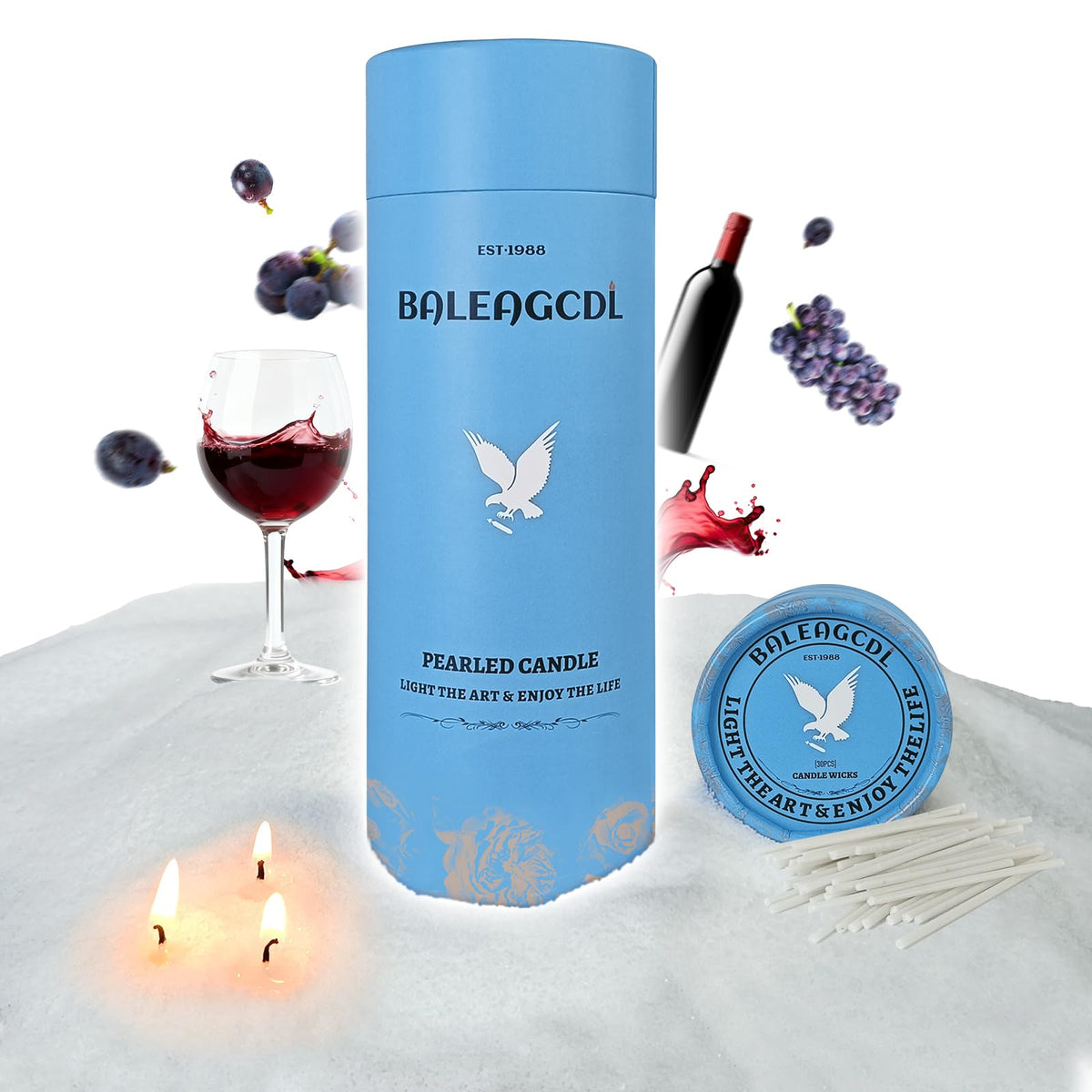 Wine Scented White Pearled Candle 18oz Luxury Sand Candle Granulated Wax (18 Ounce)