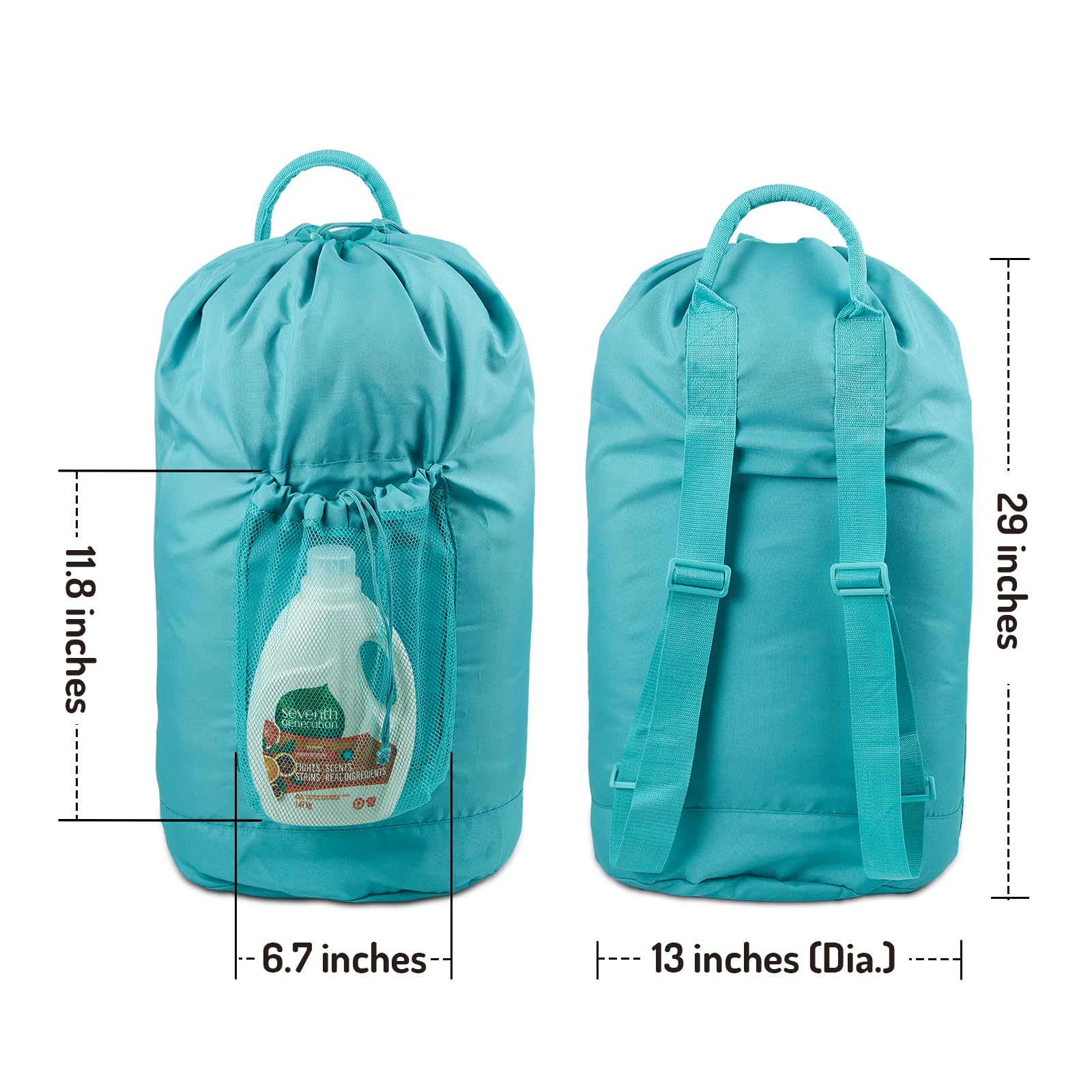 Backpack Laundry Bag with Straps and Detergent Holder