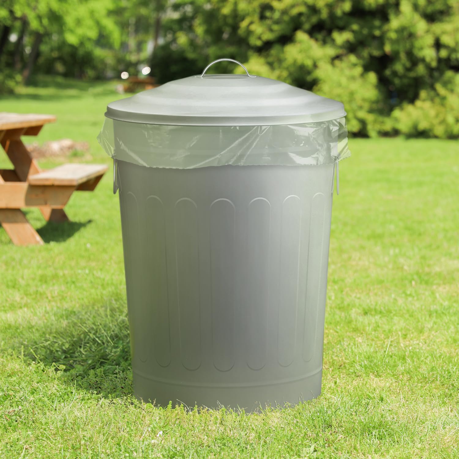 13 Gallon Metal Trash Can with Lid Outdoor Vintage Trash Can Steel Retro Garbage Can for Kitchen Farmhouse Rustic Bird Seed Storage Pet Food Cute Bucket