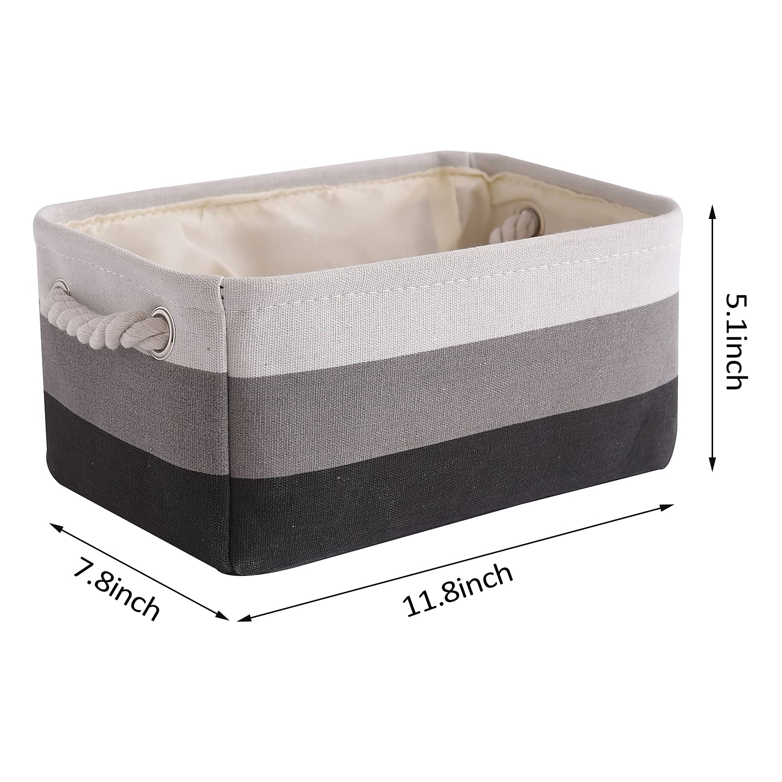 Small Fabric Storage Baskets for Organizing [6 Pack] Closet Storage Bin Foldable Storage Baskets for Shelf Canvas Storage Bins Decorative Basket with Handles (6 Count)