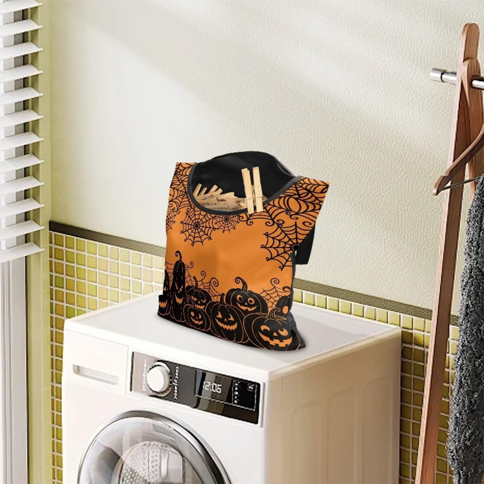 Halloween Pumpkin Clothespin Carrier Bag