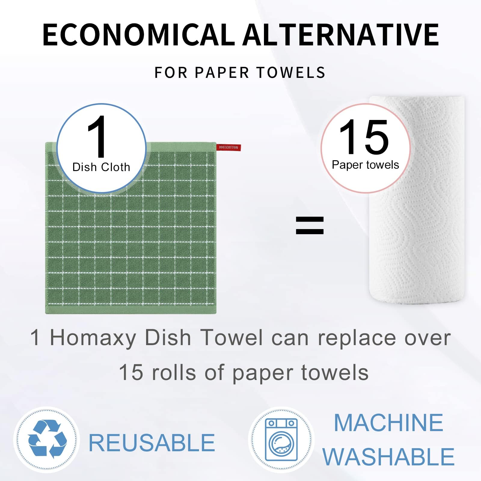 100% Cotton Terry Kitchen Dish Cloths (12 Count)