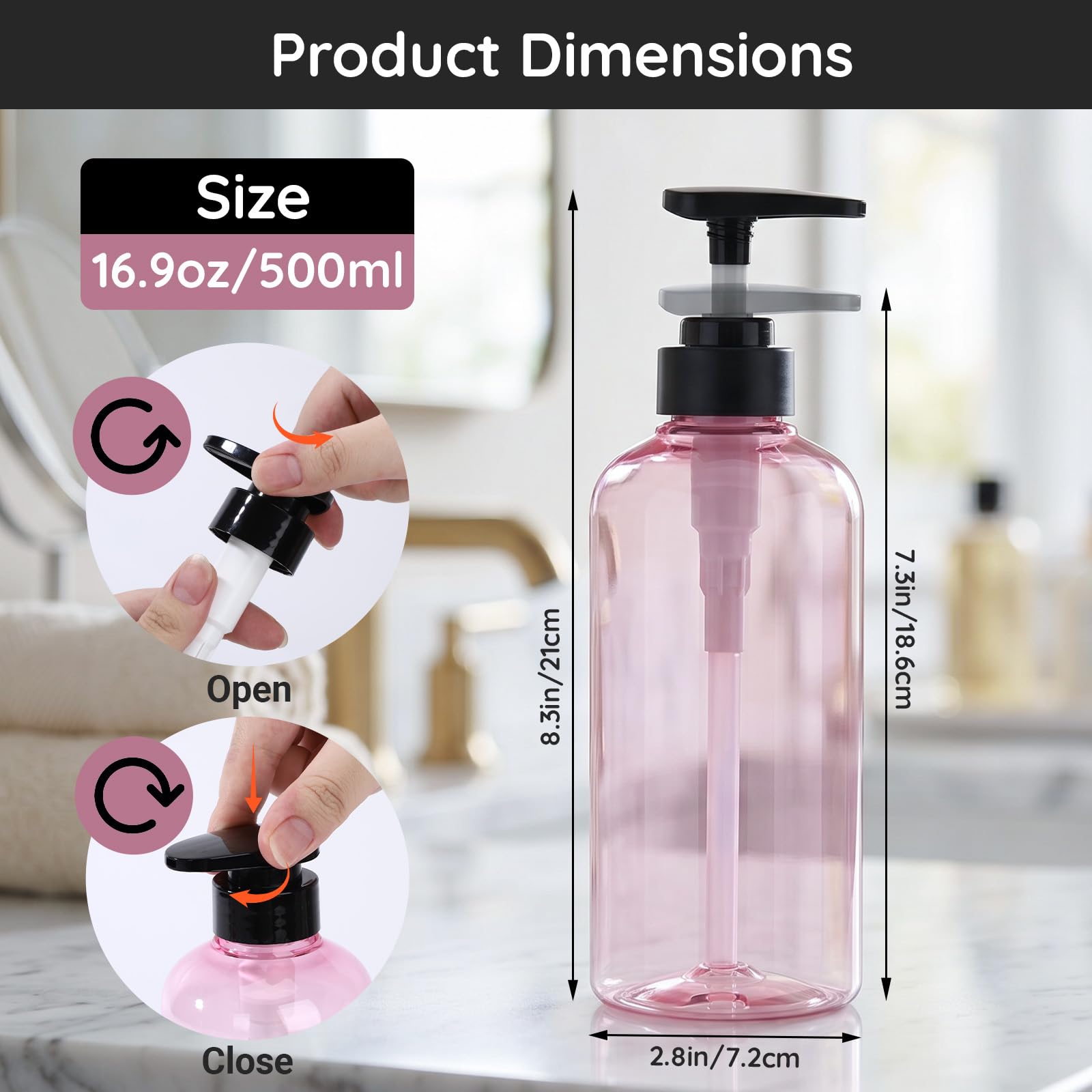 16.9oz 3Pcs Refillable Shower Bottles (3 Count)