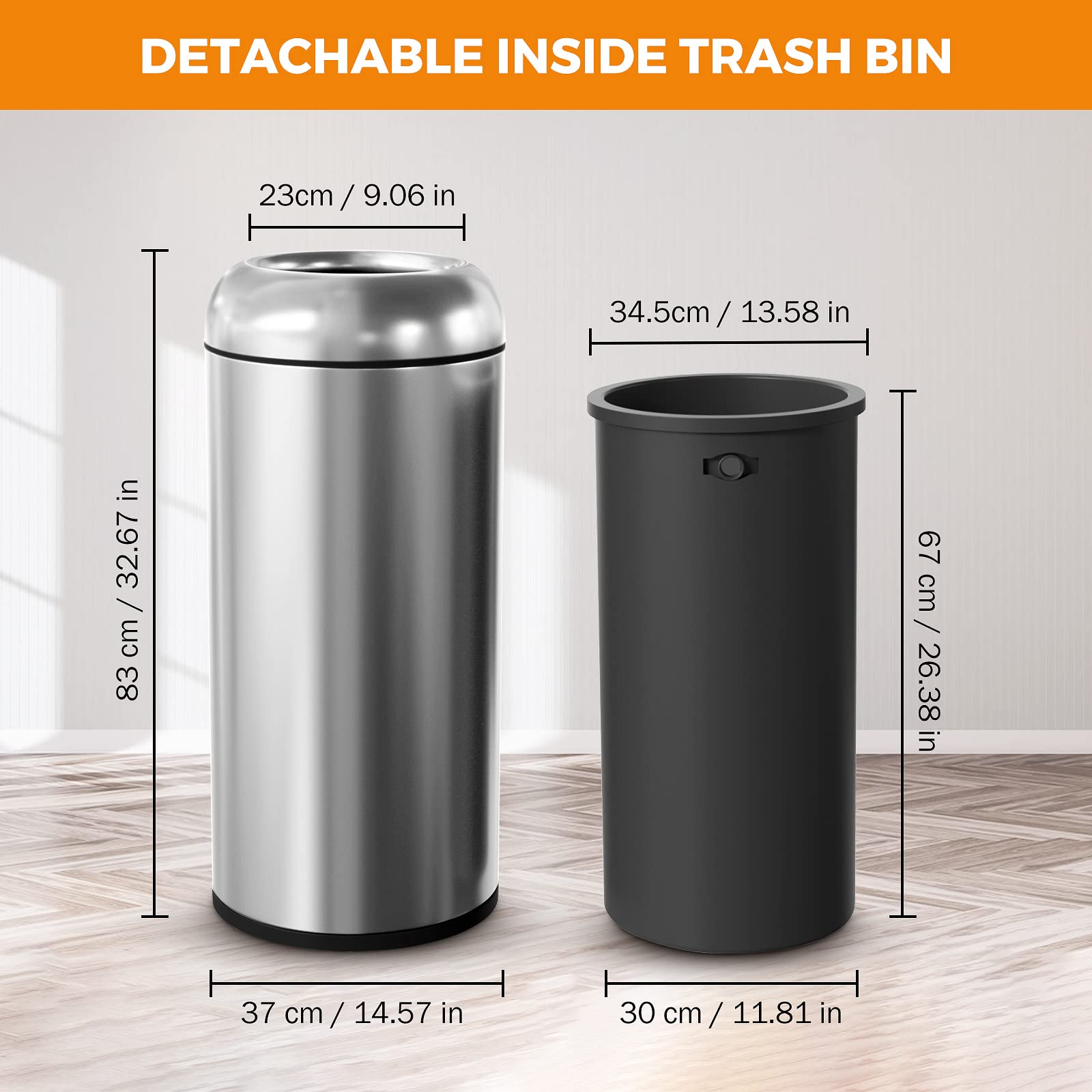 16.5Gal Open Top Trash Can with Lid