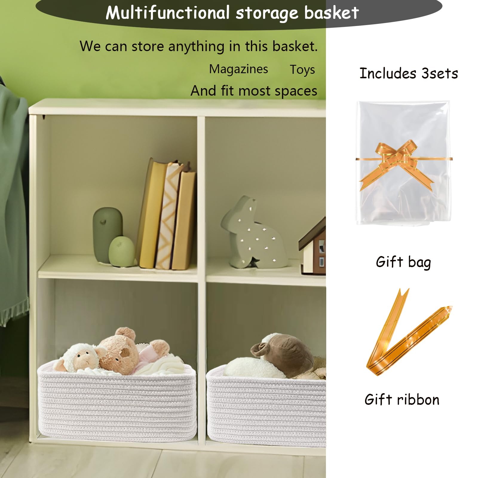COMFY HOMI 11.5"x7.5"x4.7" Storage Baskets for Organizing (3 Count)