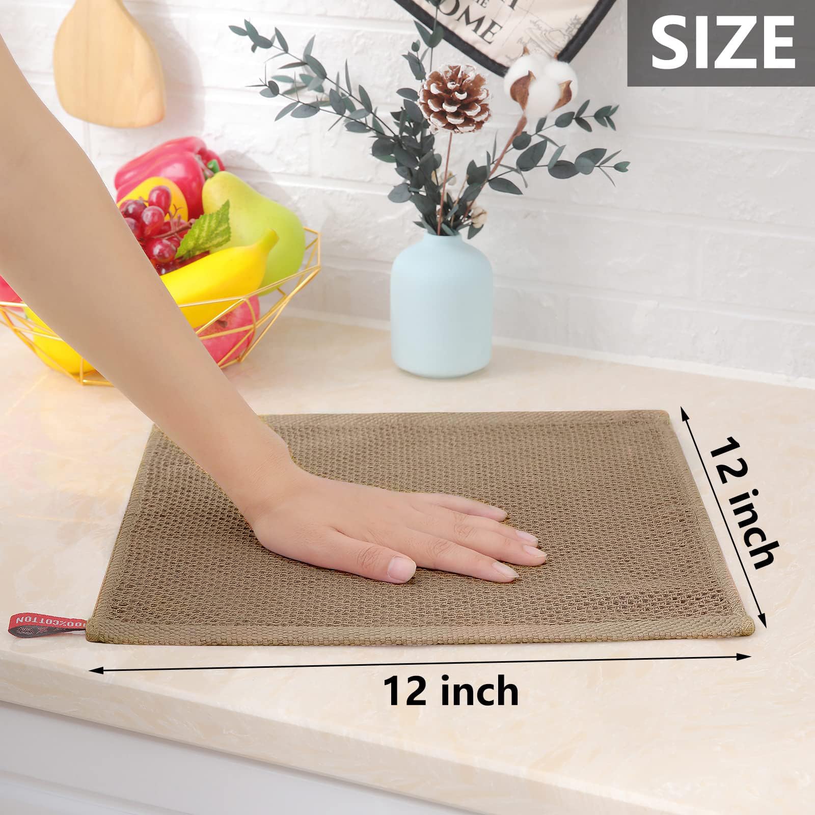 100% Cotton Waffle Weave Kitchen Dish Cloths 8 (8 Count)