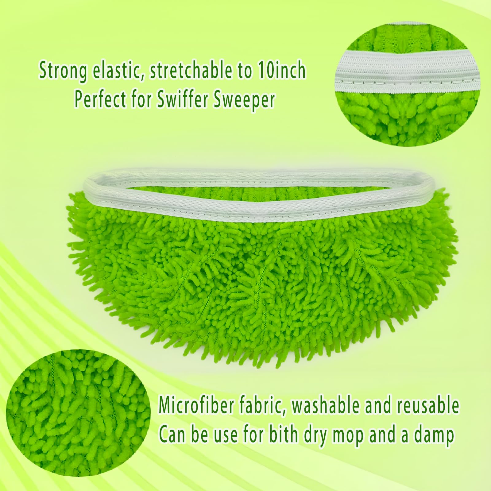 4PCS Reusable Microfiber Mop Pads for Swiffer Sweeper