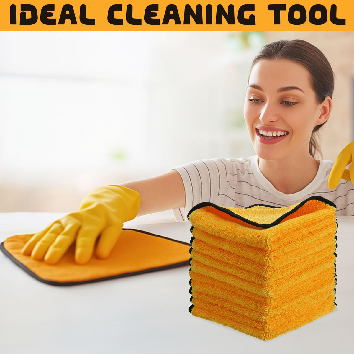 12 Pcs Yellow Microfiber Towels (12 Count)