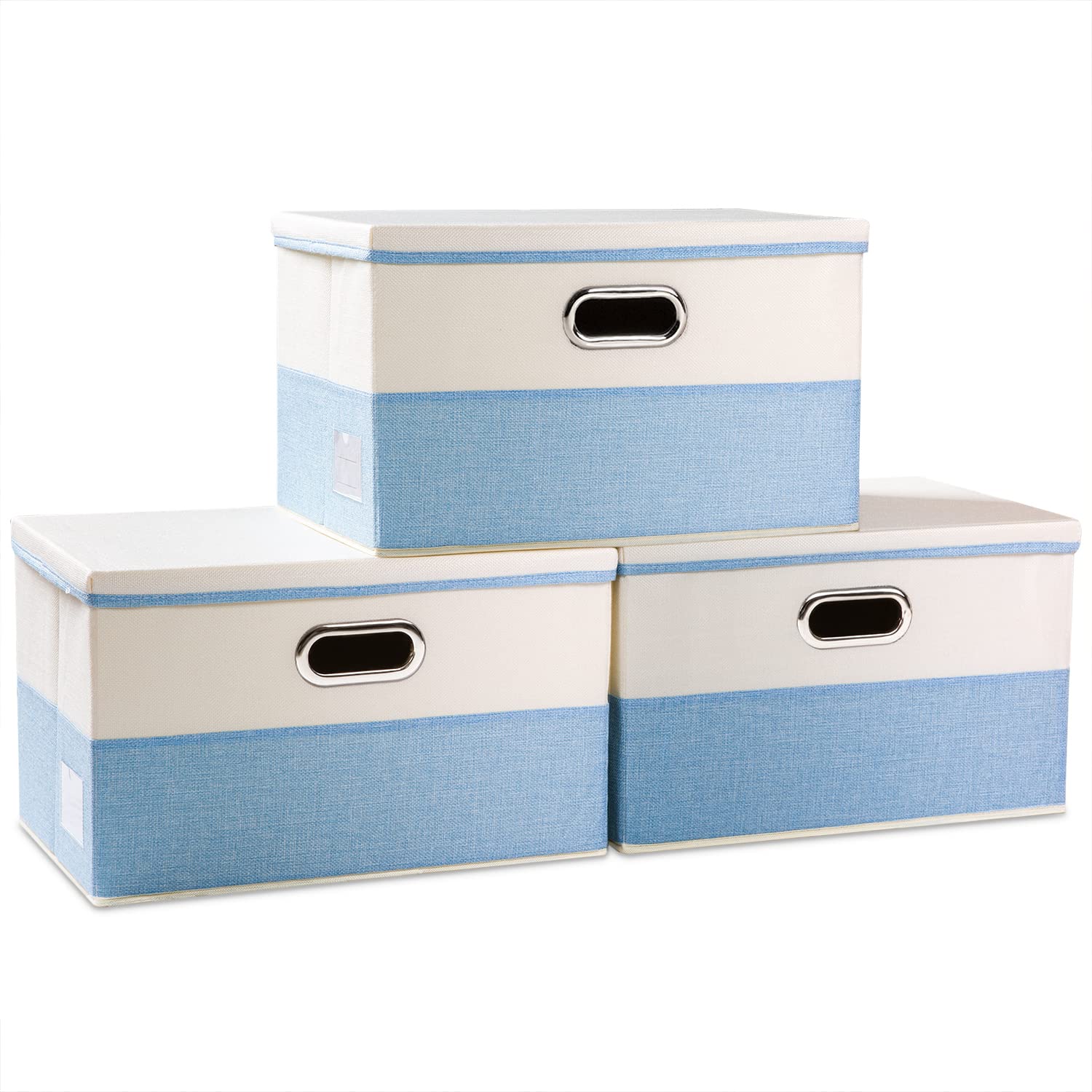 Large Foldable Storage Boxes with Lids [3 (3 Count)