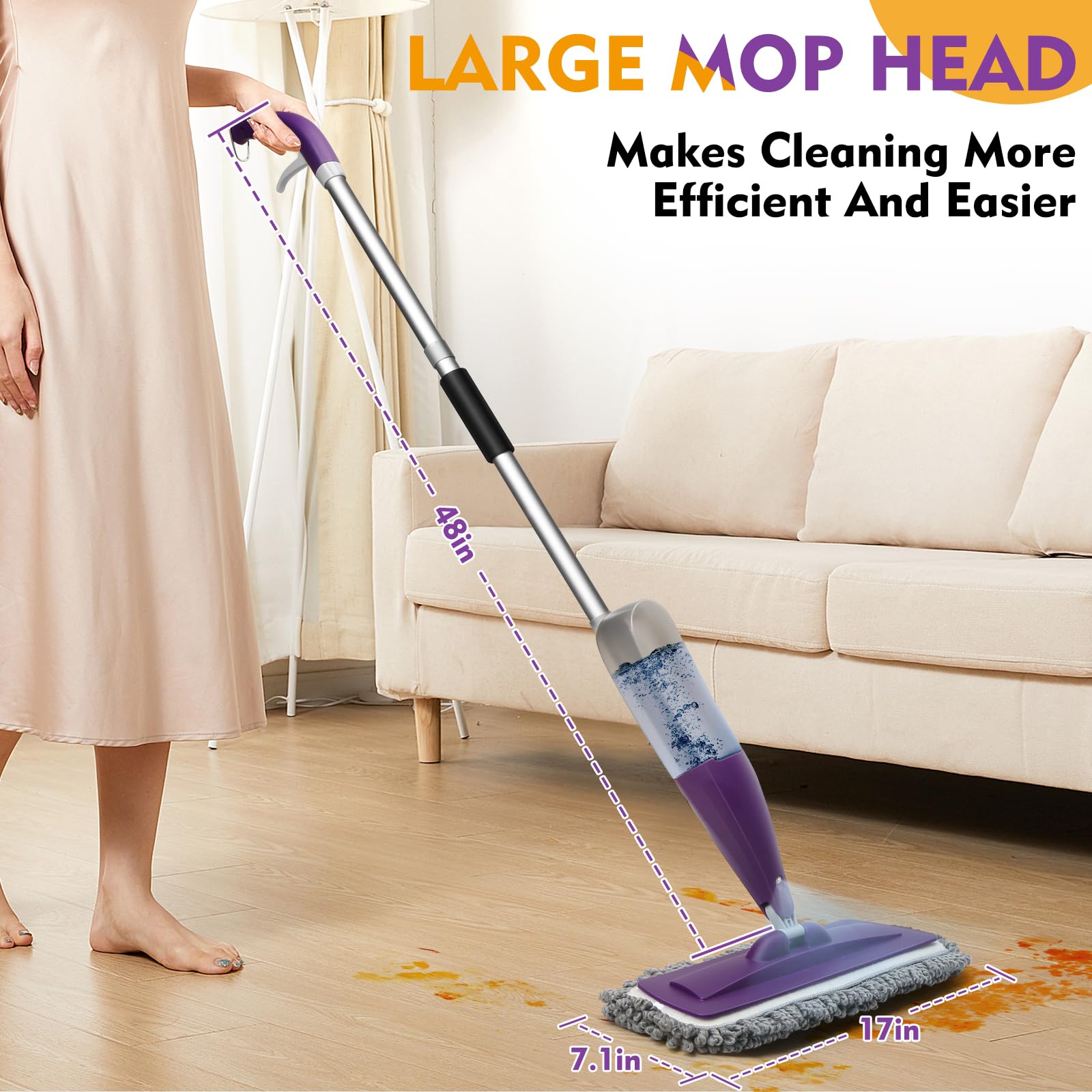 Microfiber Spray Mop for Floor Cleaning with Washable Pads