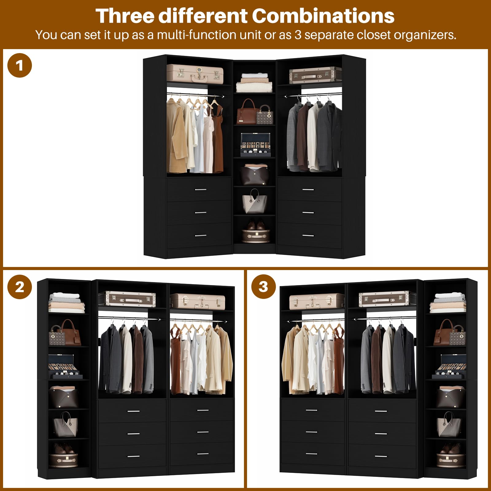 Closet System with 6 Drawers & 10 Shelves