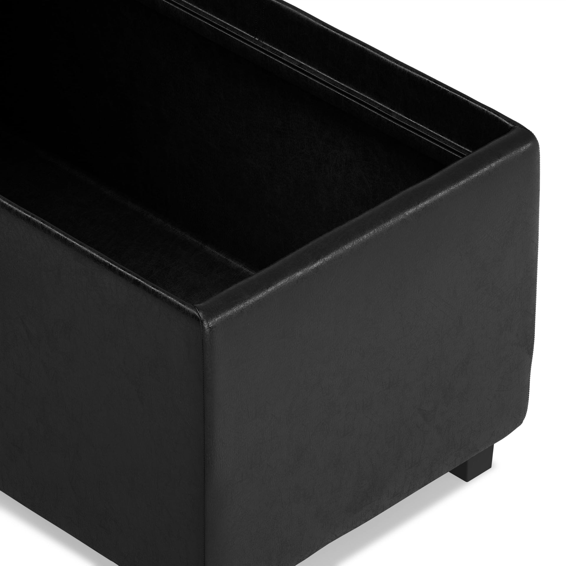 Avalon 42" Wide Linen Look Fabric Storage Ottoman in Slate Grey