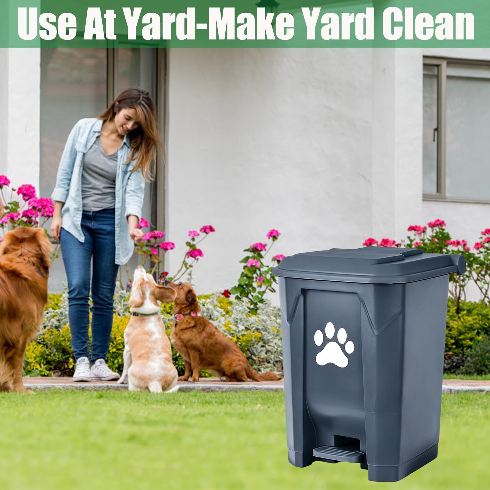 Dog Poop Trash Can Outside with Pooper Scooper