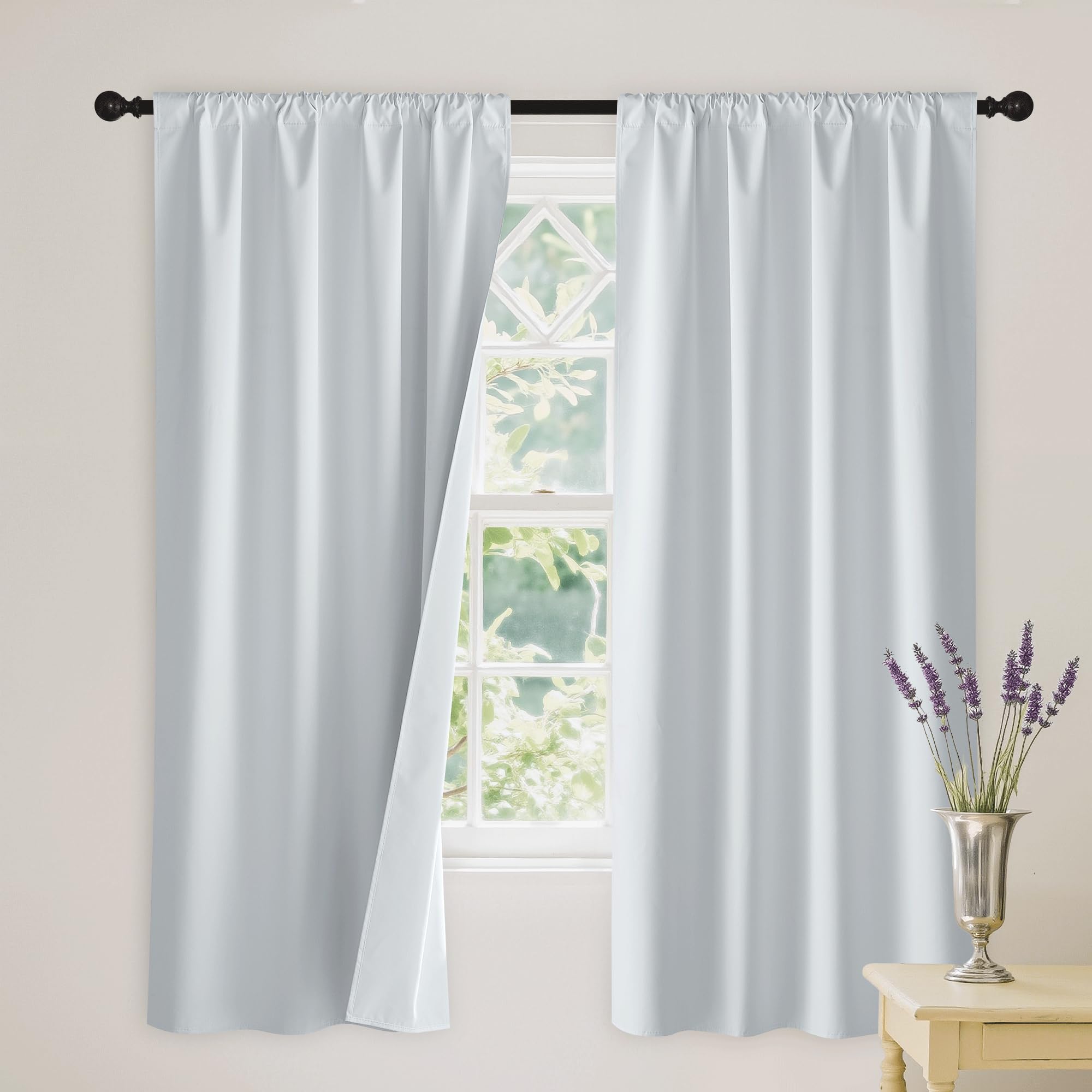 White 100% Blackout Curtains for Bedroom Living Room (2 Count)