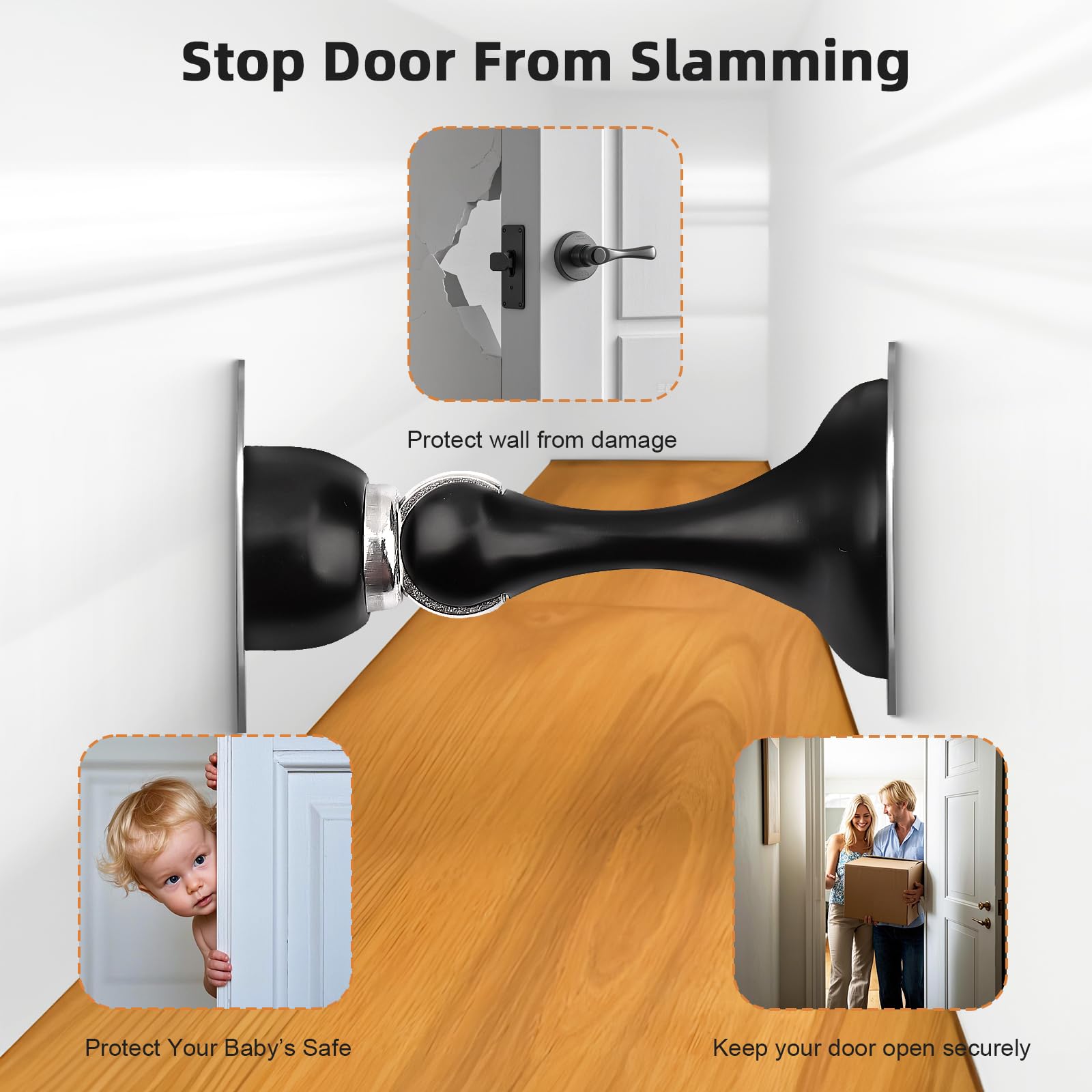 Black Magnetic Door Stoppers for Bottom of Door