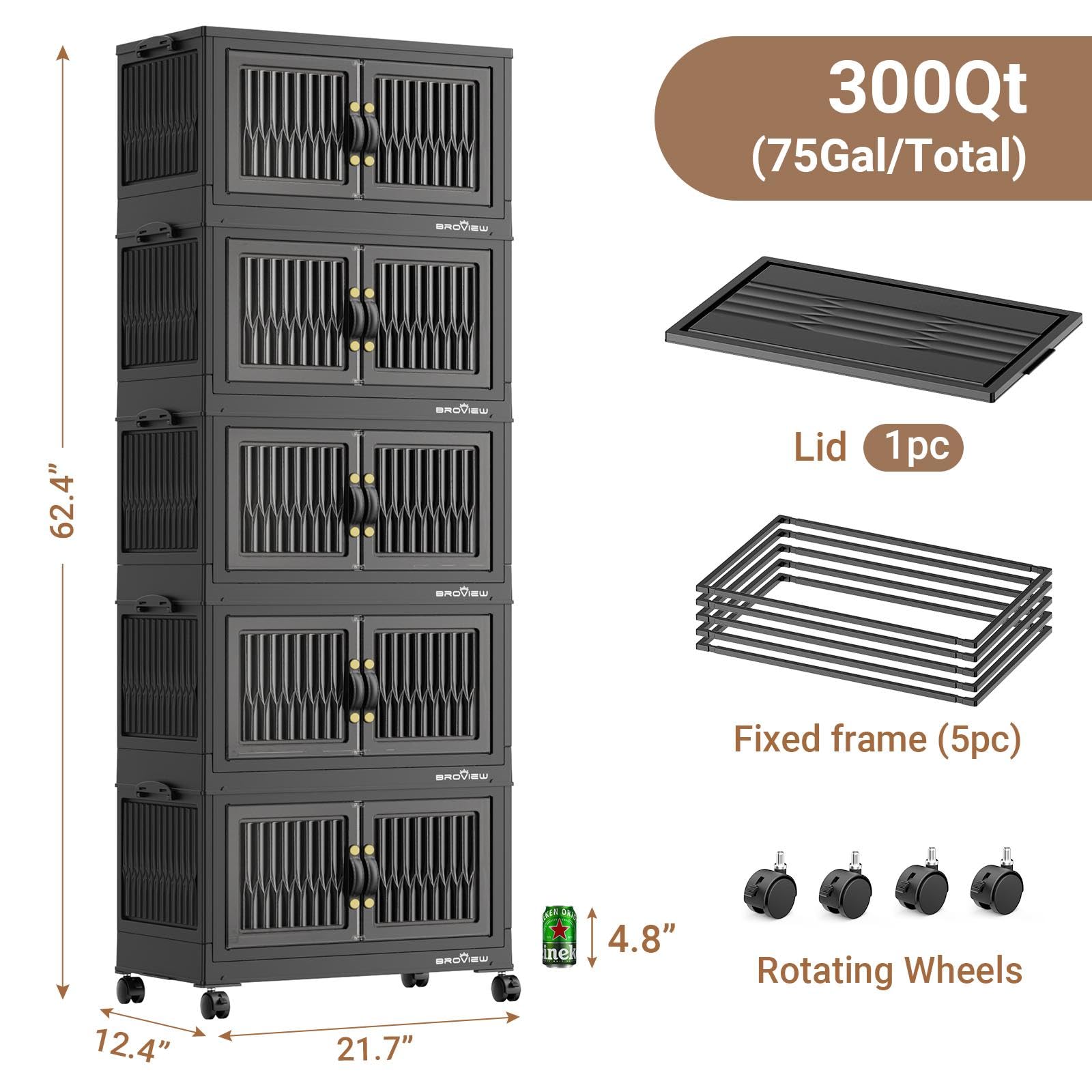 300Qt Stackable Storage Bins with Lid (5 Count)