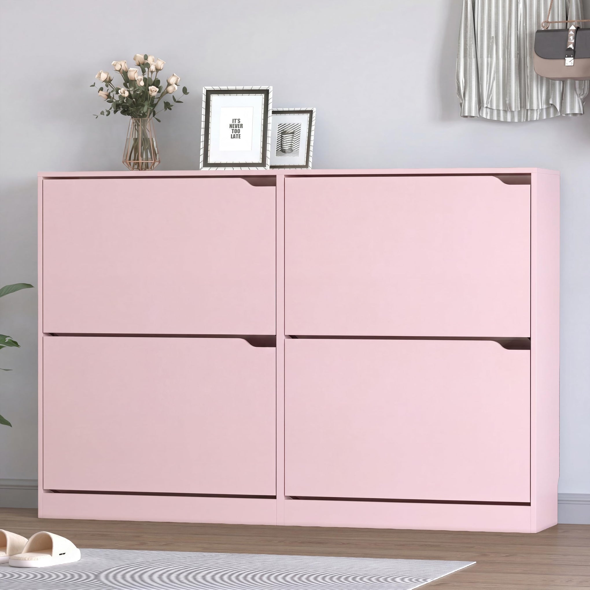 Shoe Cabinet with 4 Flip Drawers