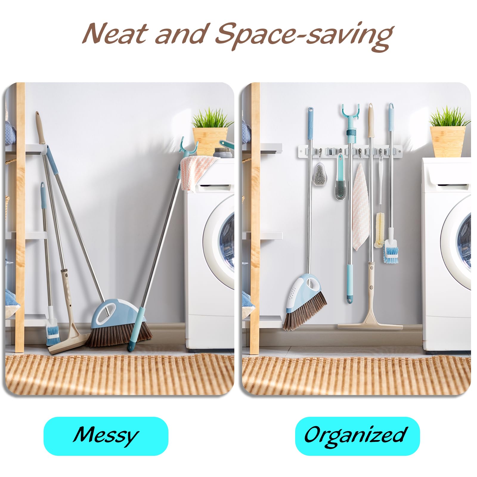 Mop and Broom Holder Wall Mount