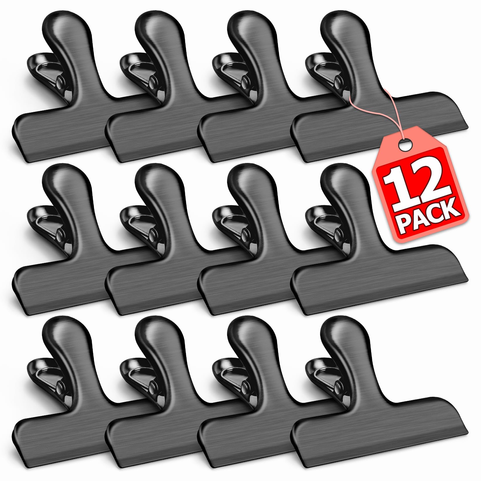 12 Pack Stainless Steel Chip Clips (12 Count)