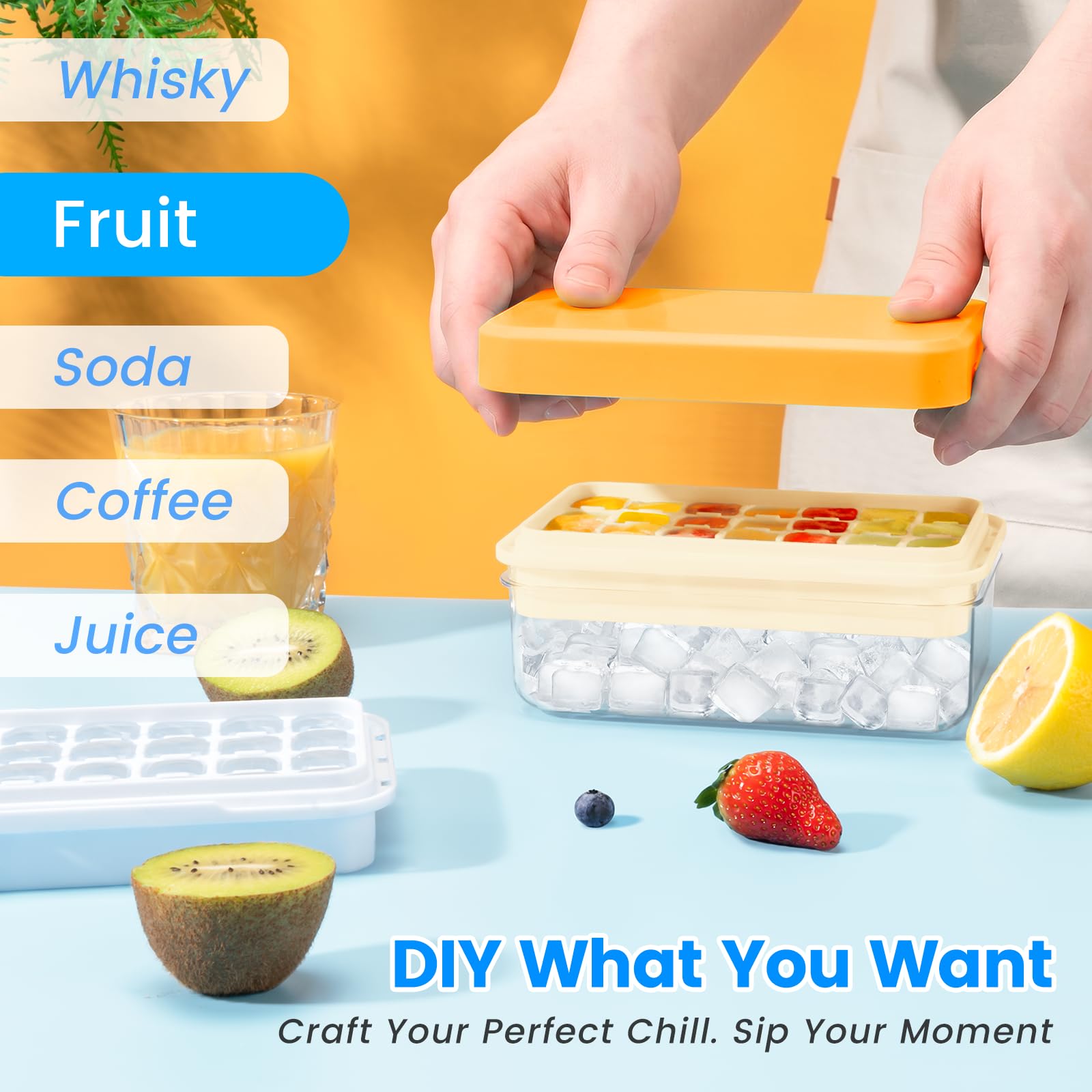 Ice Cube Tray with Lid and Bin
