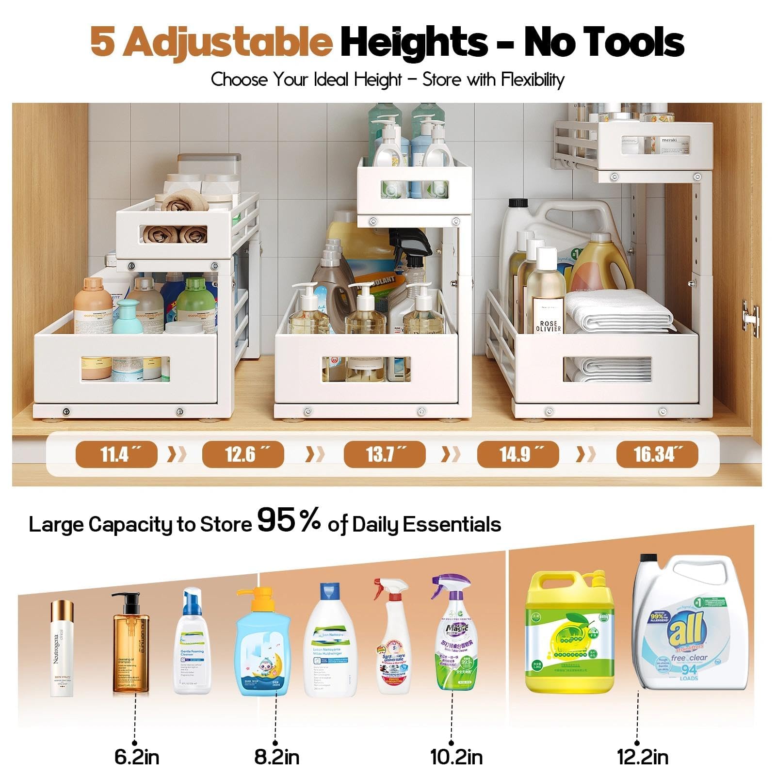 L Shaped Metal Under Sink Organizer (2 Count)
