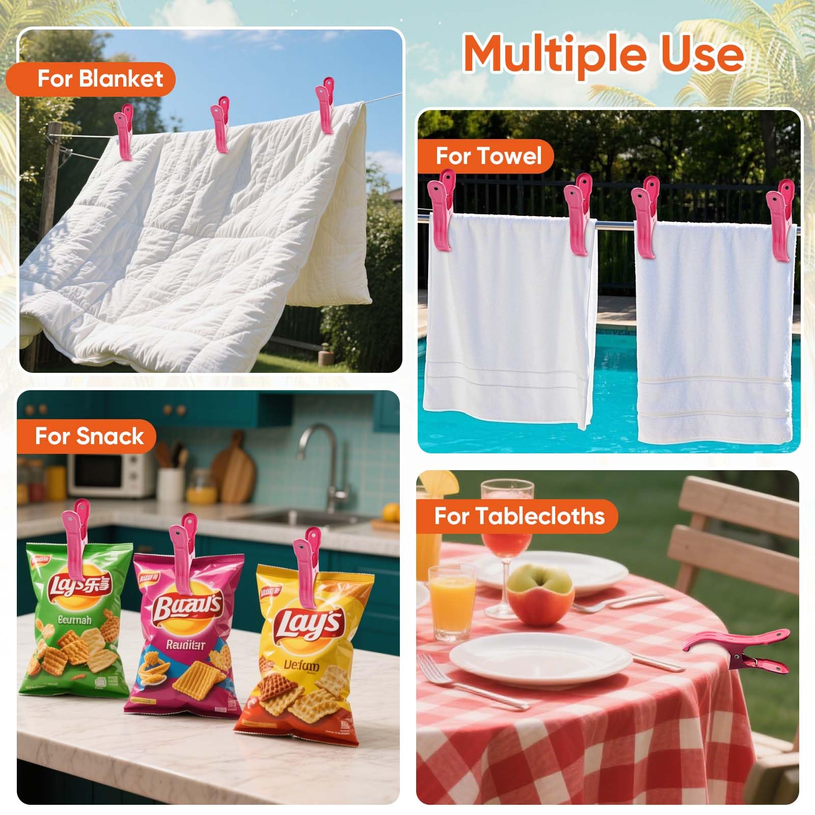 10 Pack Metal Beach Towel Clips (10 Count)