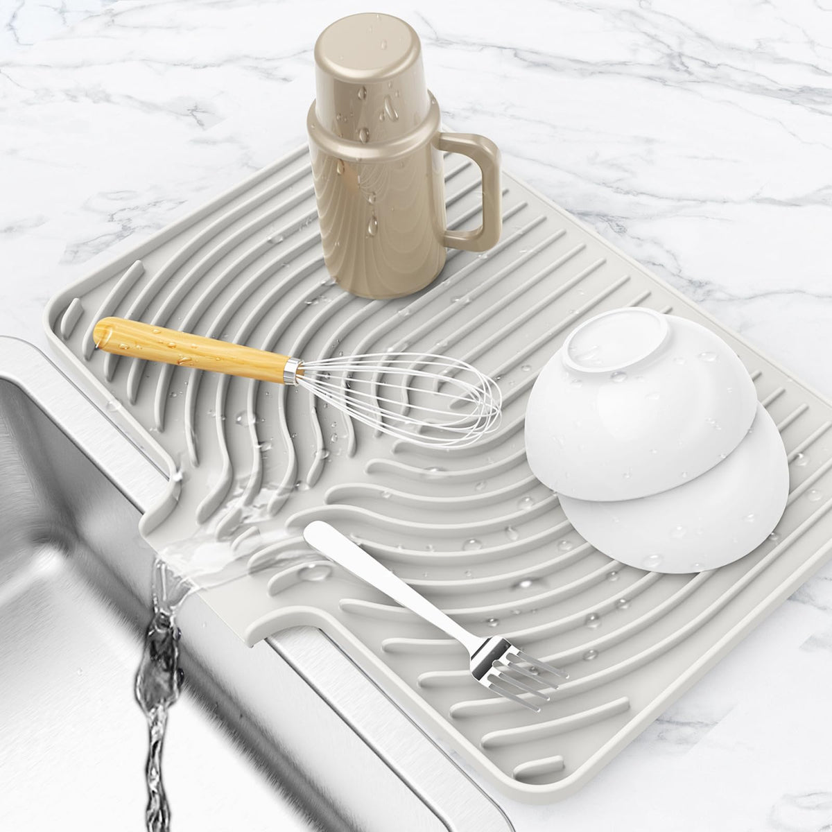 Dish drying mats for kitchen counter